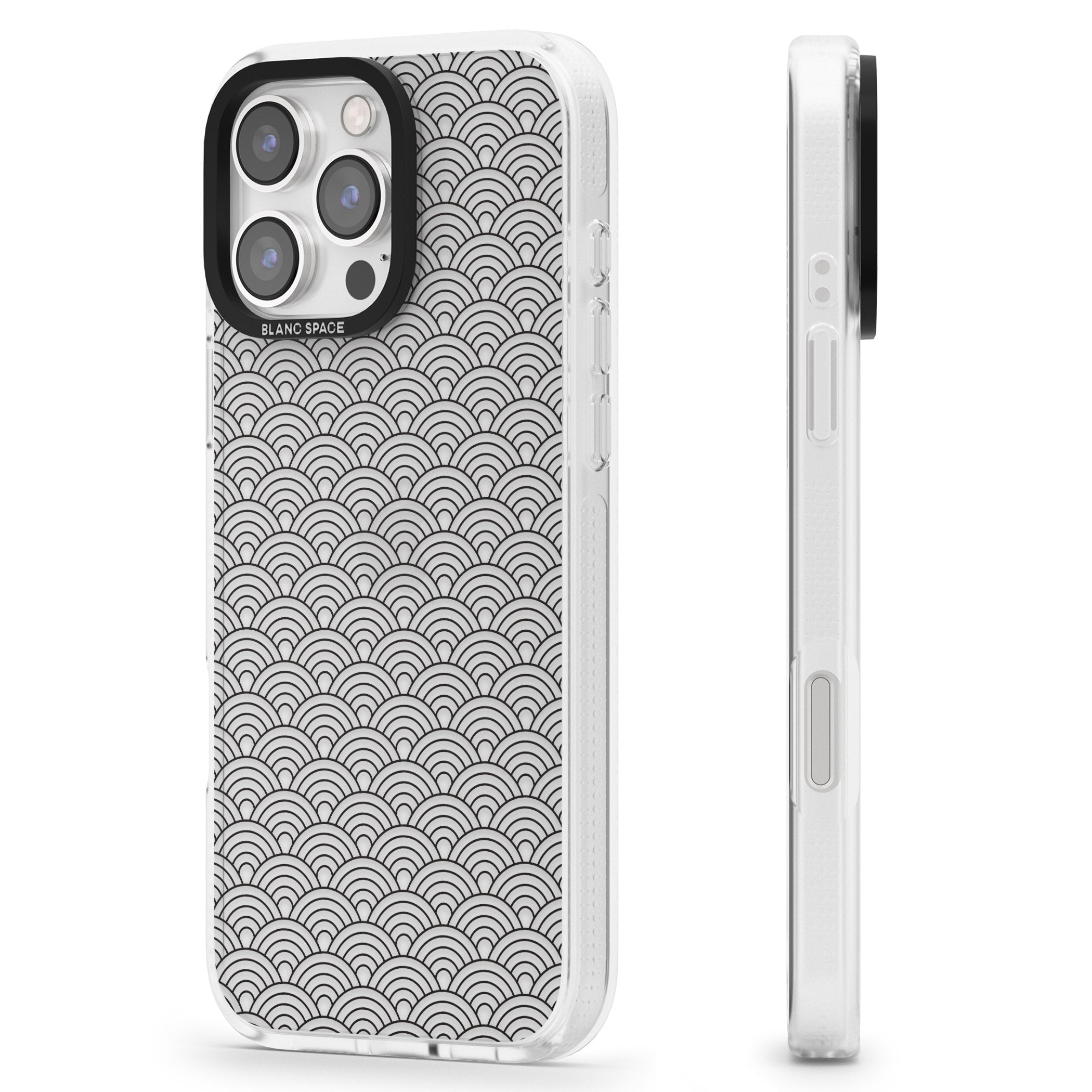 Abstract Lines: Scalloped Pattern iPhone 16 Pro Max / 16 Pro Clear Case Impact Air - Blanc Space