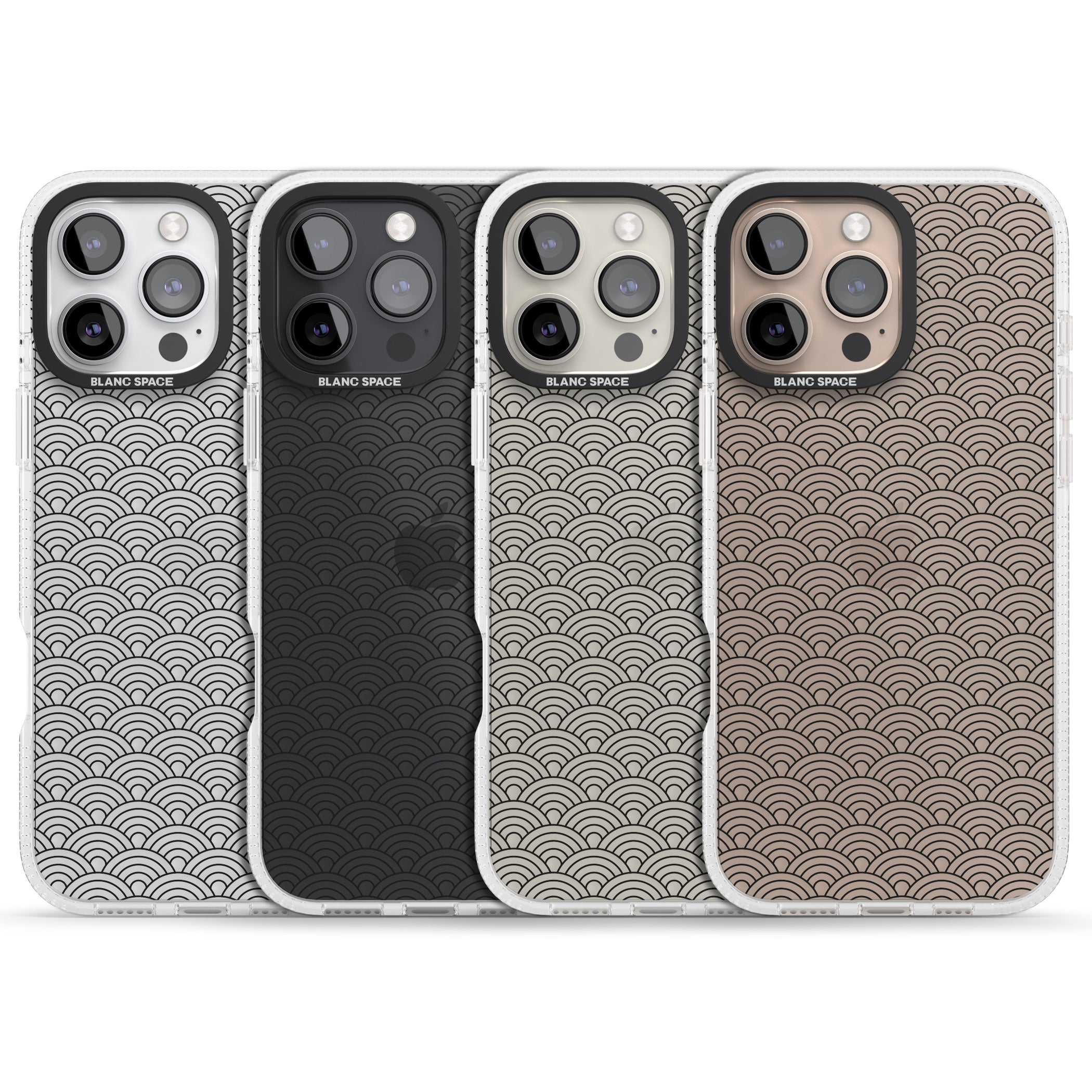 Abstract Lines: Scalloped Pattern iPhone 16 Pro Max / 16 Pro Clear Case Impact Air - Blanc Space