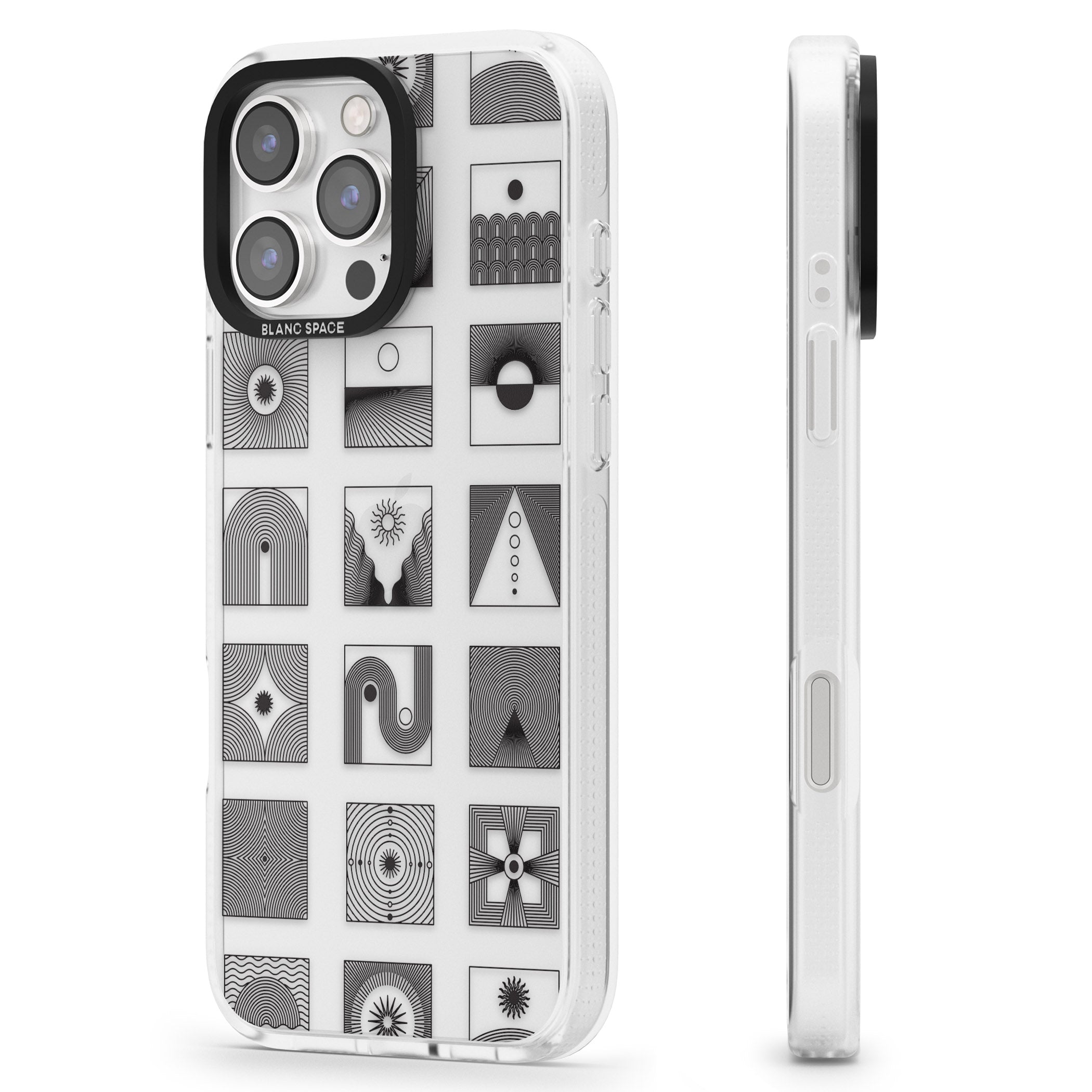 Abstract Lines: Mixed Pattern #1 iPhone 16 Pro Max / 16 Pro Clear Case Impact Air - Blanc Space
