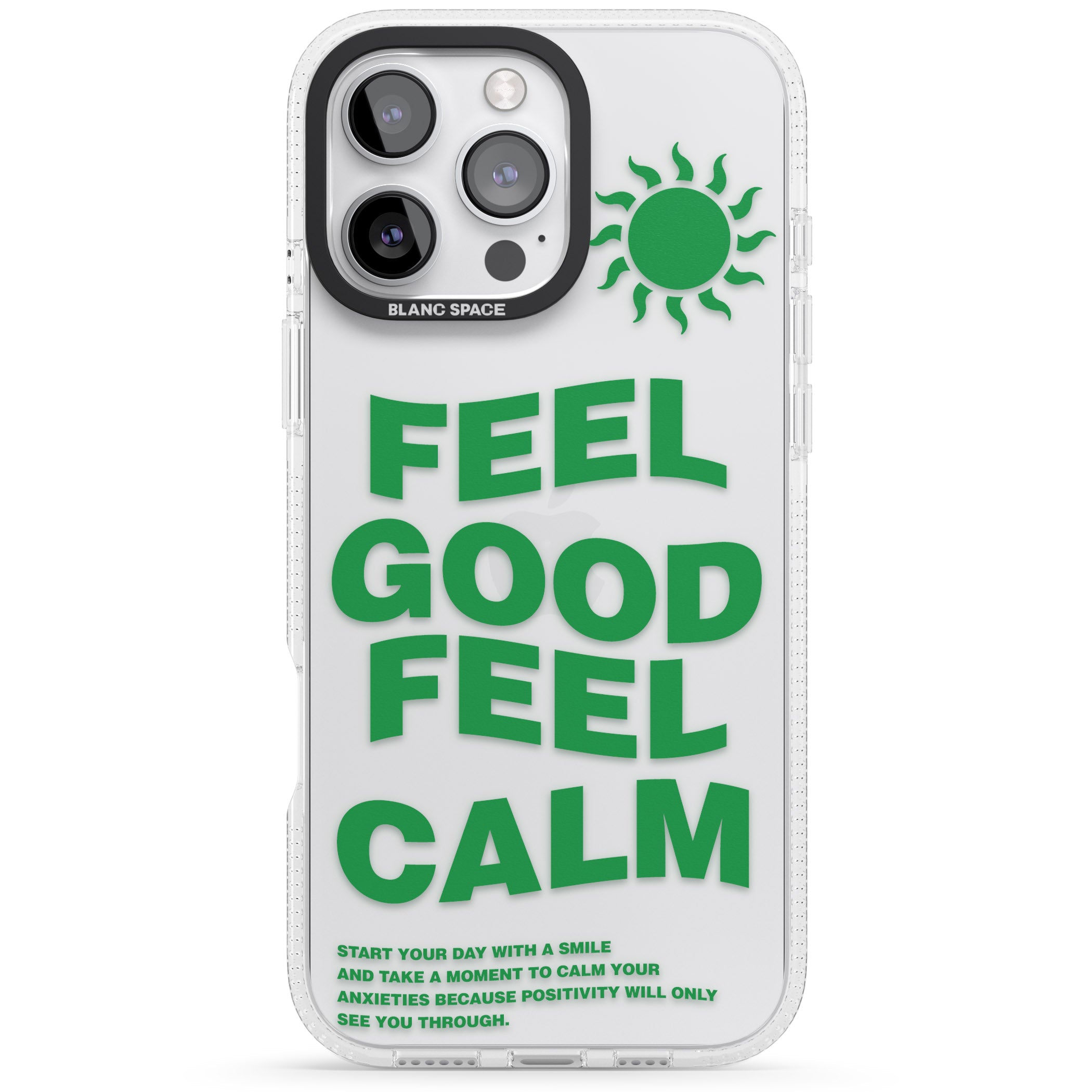 Feel Good Feel Calm (Green) iPhone 16 Pro Max / 16 Pro Clear Case Impact Air - Blanc Space