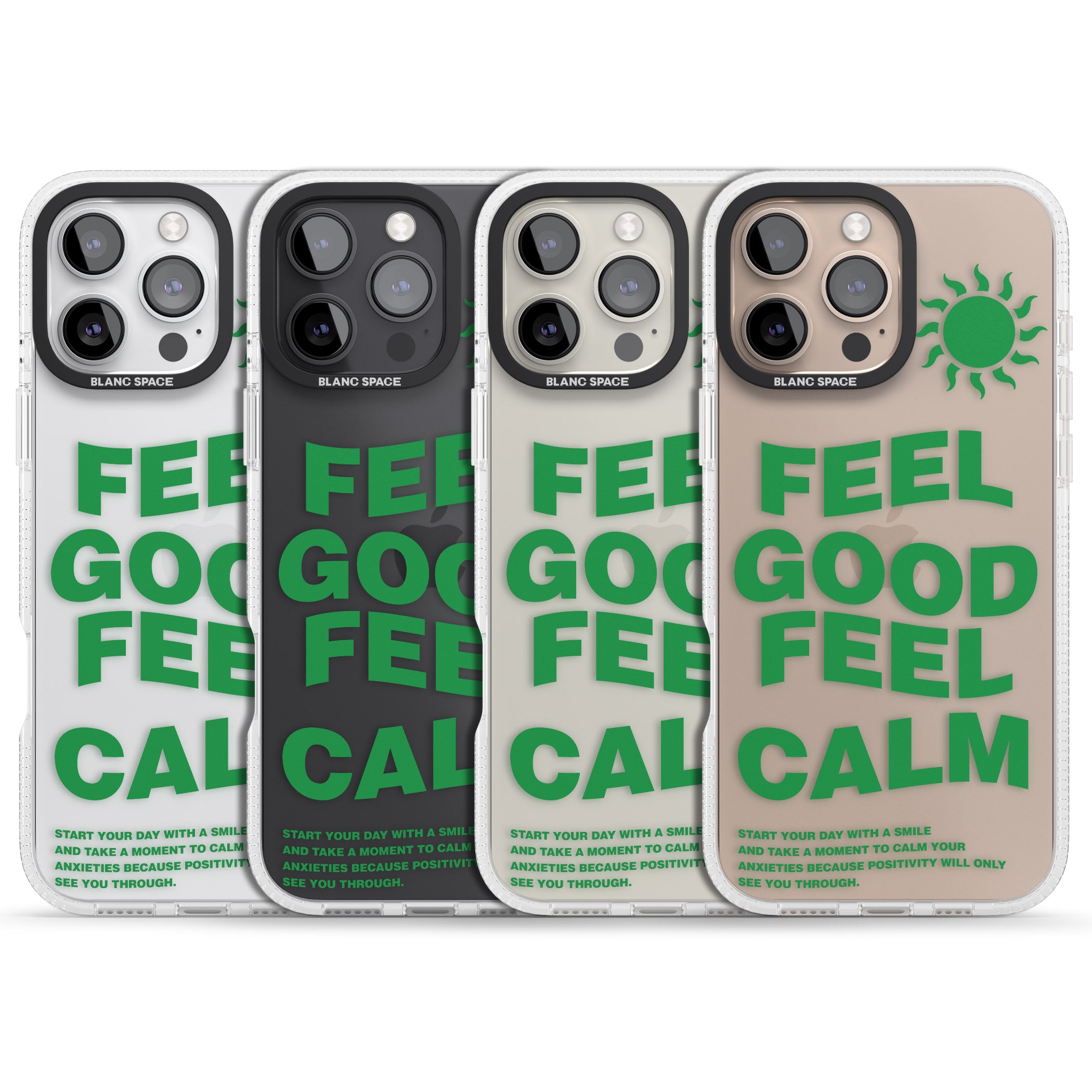 Feel Good Feel Calm (Green) iPhone 16 Pro Max / 16 Pro Clear Case Impact Air - Blanc Space