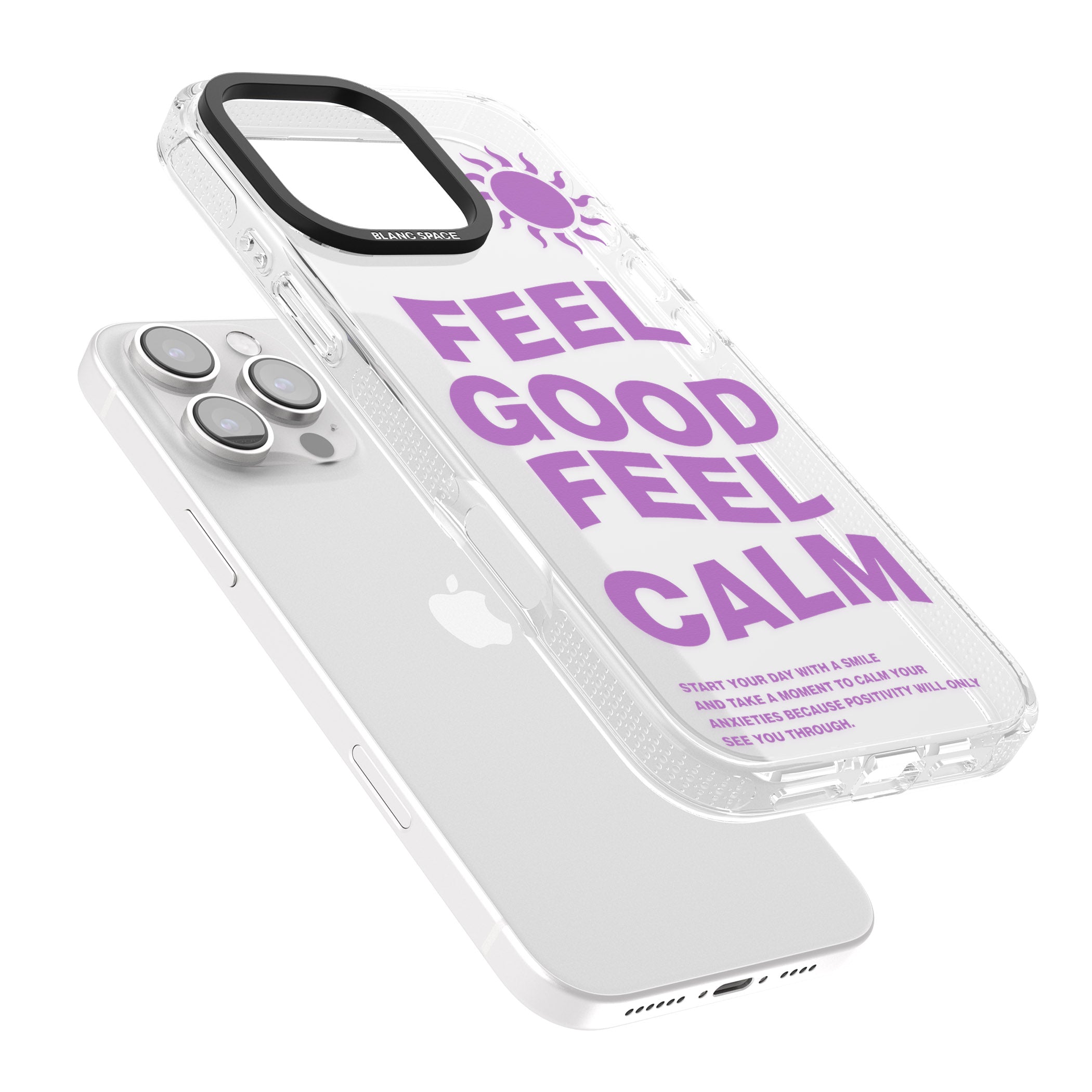 Feel Good Feel Calm (Purple) iPhone 16 Pro Max / 16 Pro Clear Case Impact Air - Blanc Space