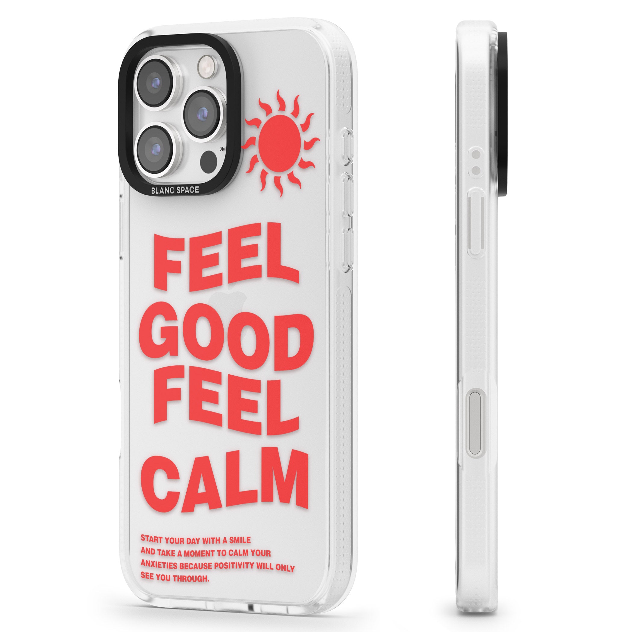 Feel Good Feel Calm (Red) iPhone 16 Pro Max / 16 Pro Clear Case Impact Air - Blanc Space