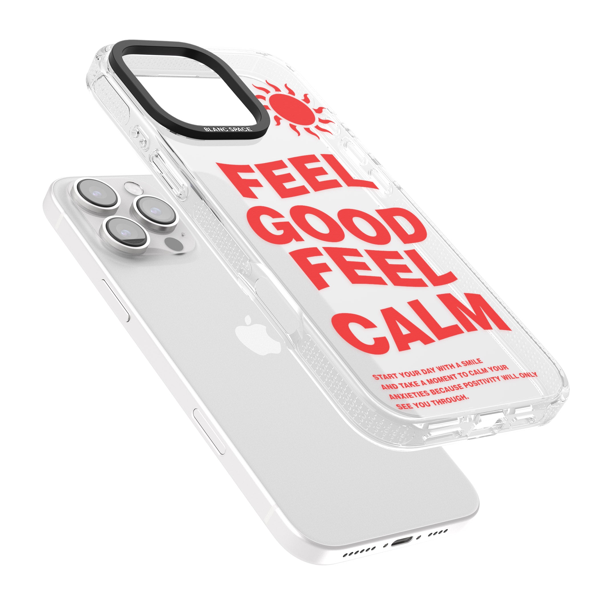 Feel Good Feel Calm (Red) iPhone 16 Pro Max / 16 Pro Clear Case Impact Air - Blanc Space