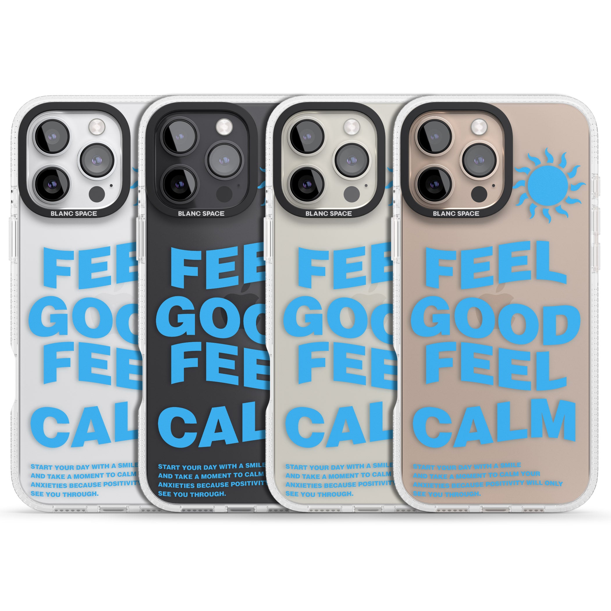 Feel Good Feel Calm (Blue) iPhone 16 Pro Max / 16 Pro Clear Case Impact Air - Blanc Space