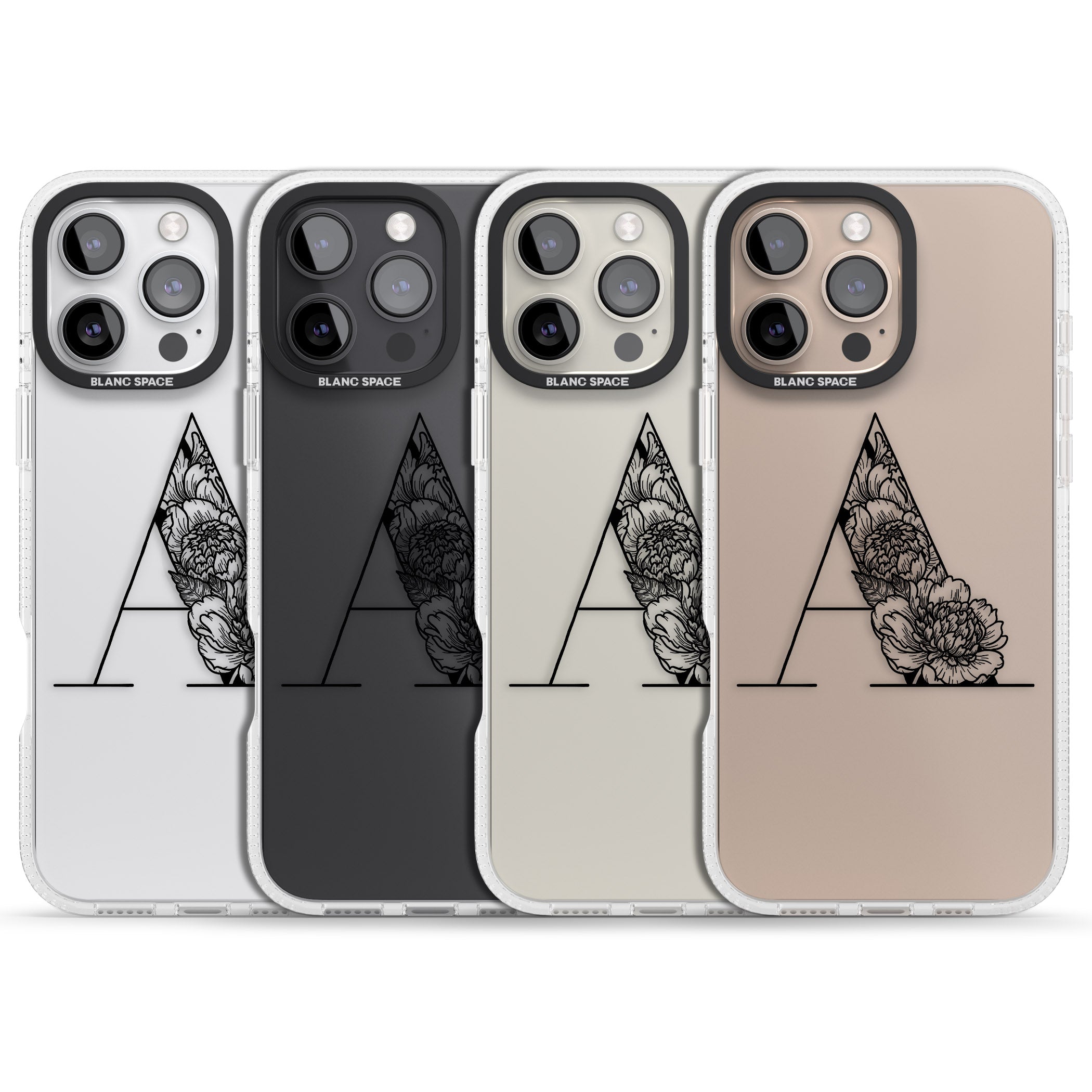 Floral Monogram Letter iPhone 16 Pro Max / 16 Pro Clear Case Impact Air - Blanc Space