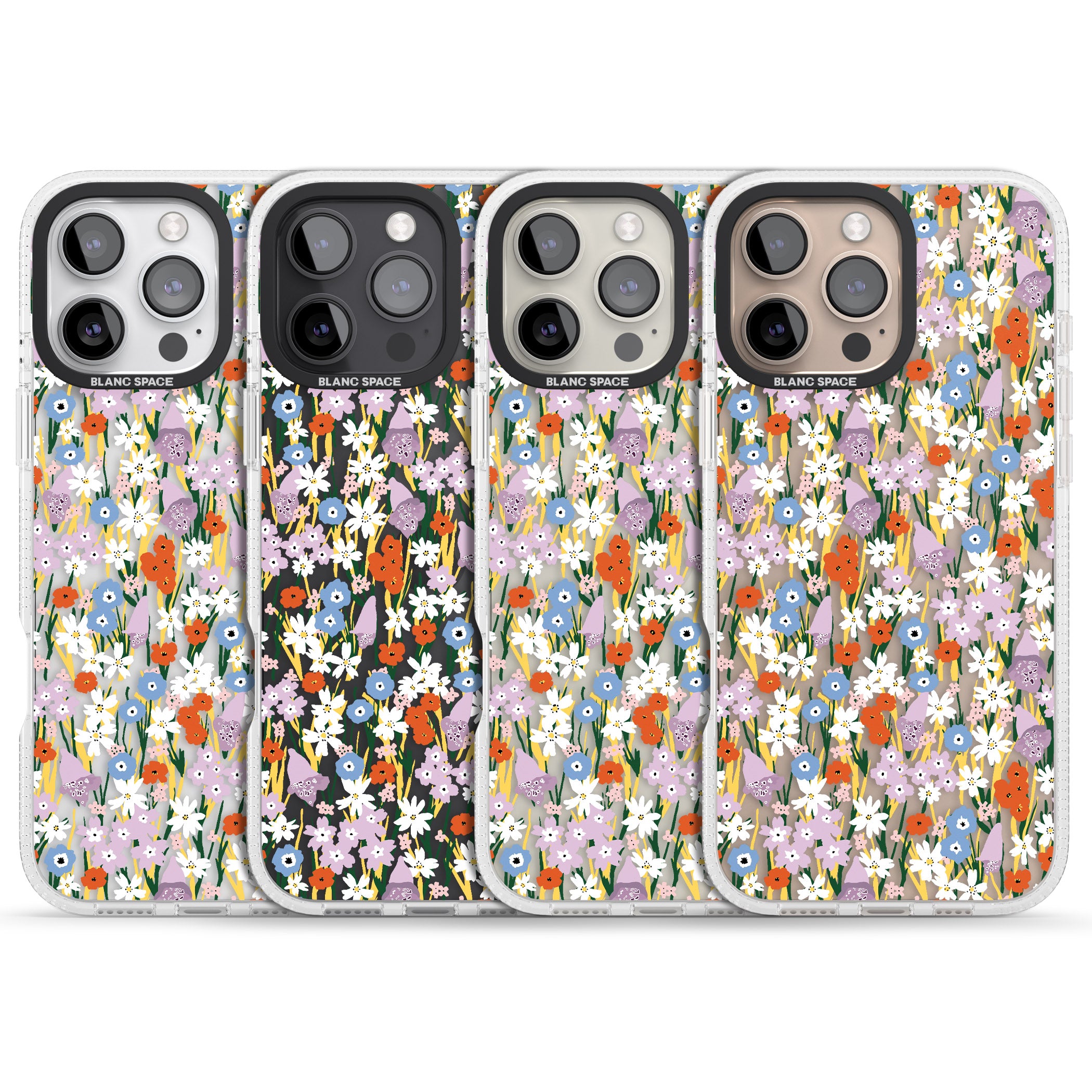 Energetic Floral Mix: Transparent iPhone 16 Pro Max / 16 Pro Clear Case Impact Air - Blanc Space