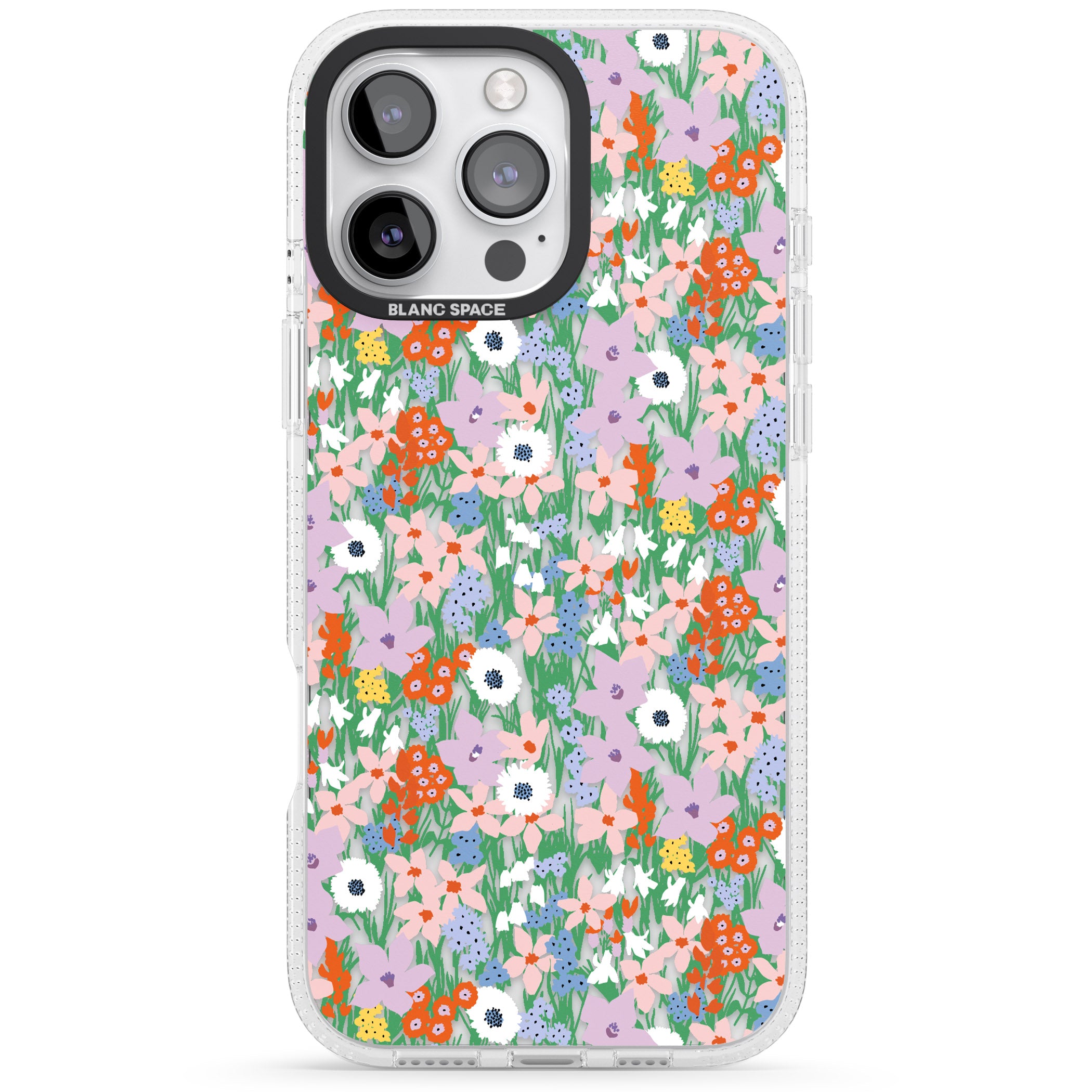 Jazzy Floral Mix: Transparent iPhone 16 Pro Max / 16 Pro Clear Case Impact Air - Blanc Space