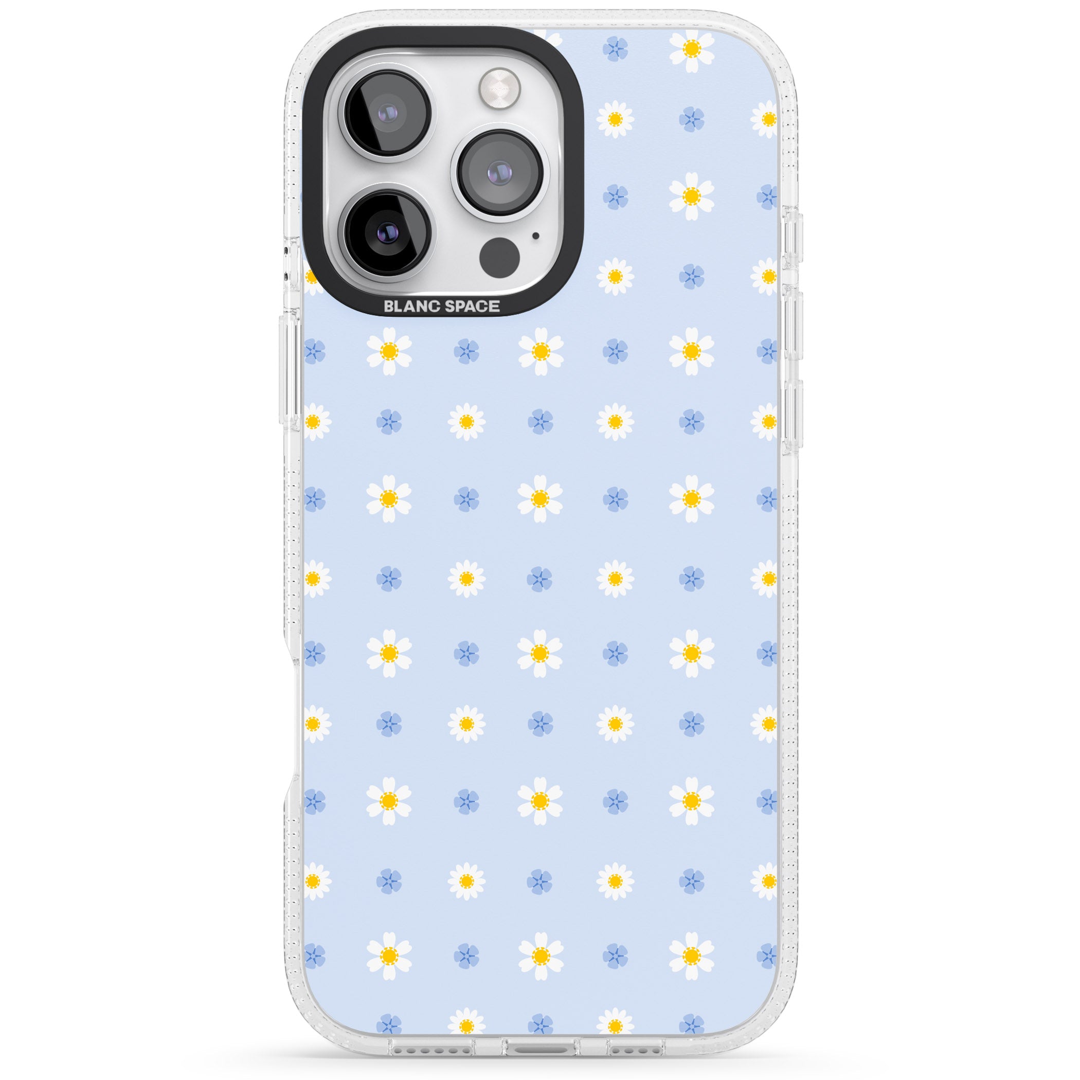Pale Blue Daisies iPhone 16 Pro Max / 16 Pro Clear Case Impact Air - Blanc Space