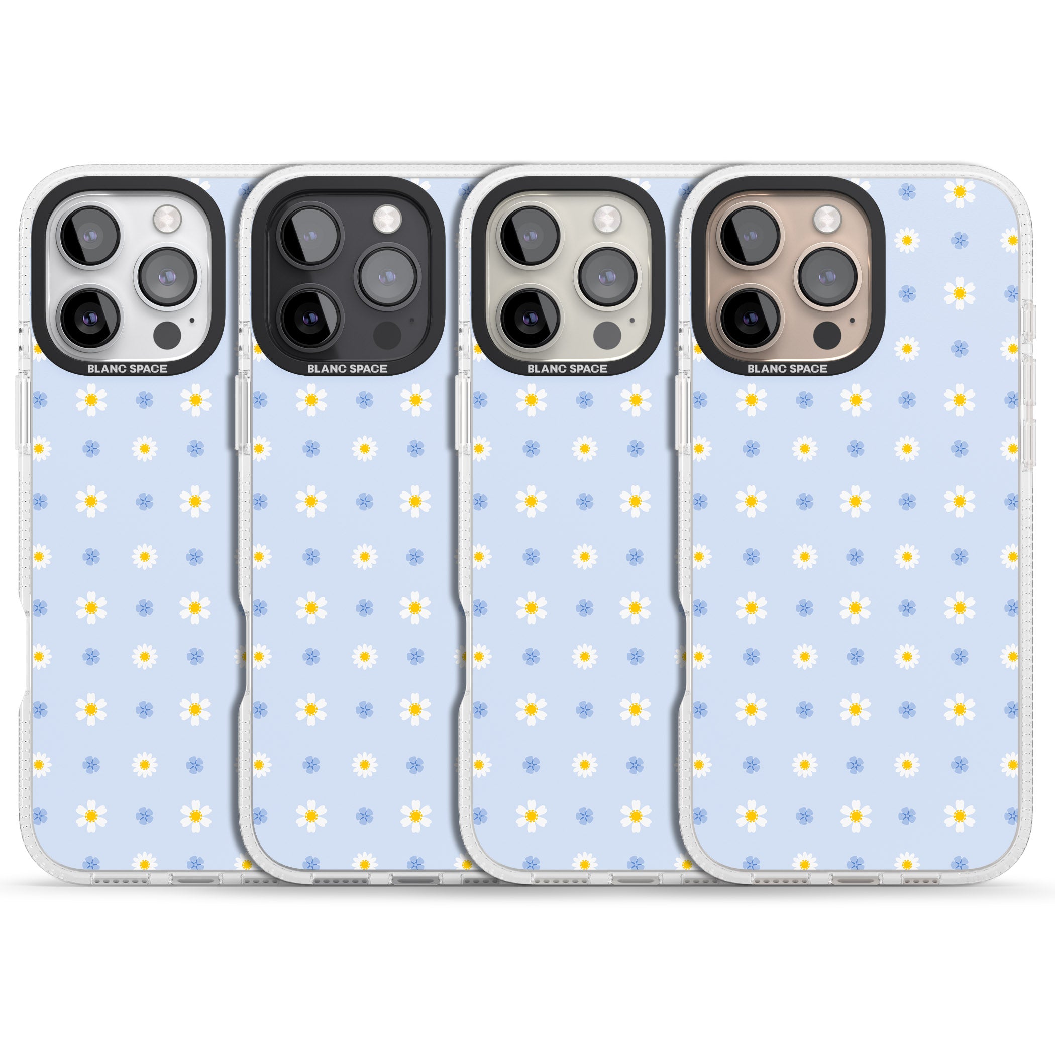 Pale Blue Daisies iPhone 16 Pro Max / 16 Pro Clear Case Impact Air - Blanc Space