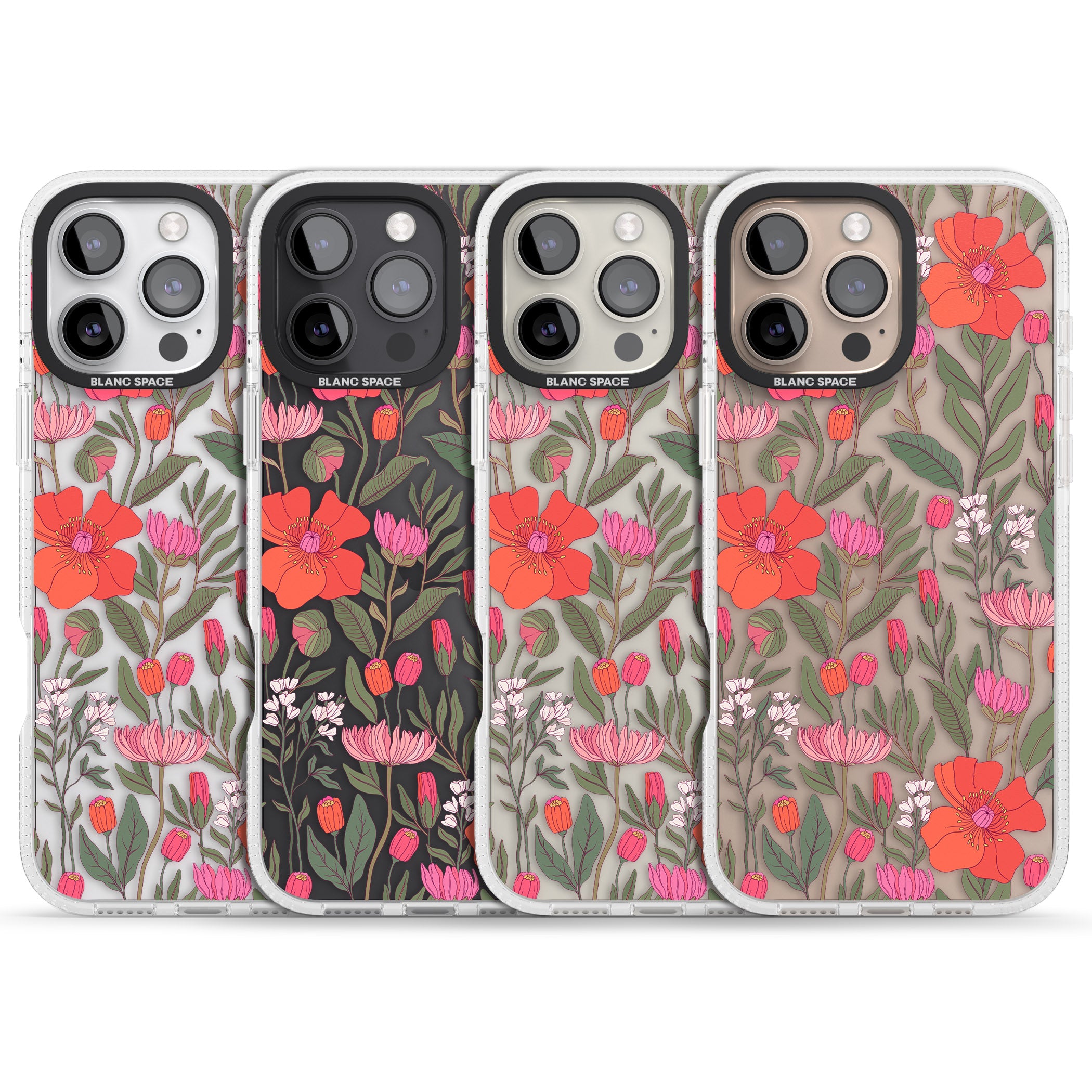 Peachy Floral iPhone 16 Pro Max / 16 Pro Clear Case Impact Air - Blanc Space