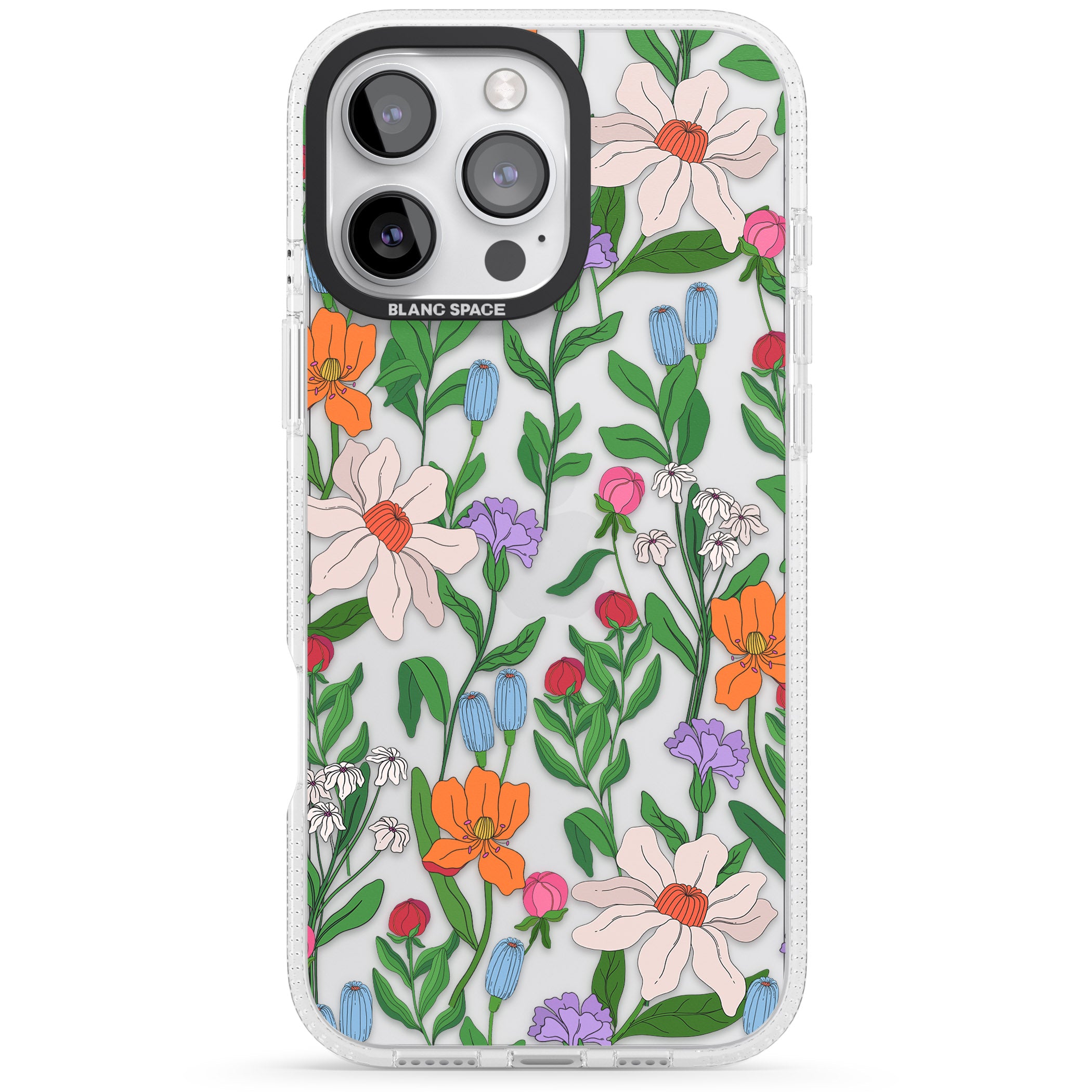 Full Bloom iPhone 16 Pro Max / 16 Pro Clear Case Impact Air - Blanc Space