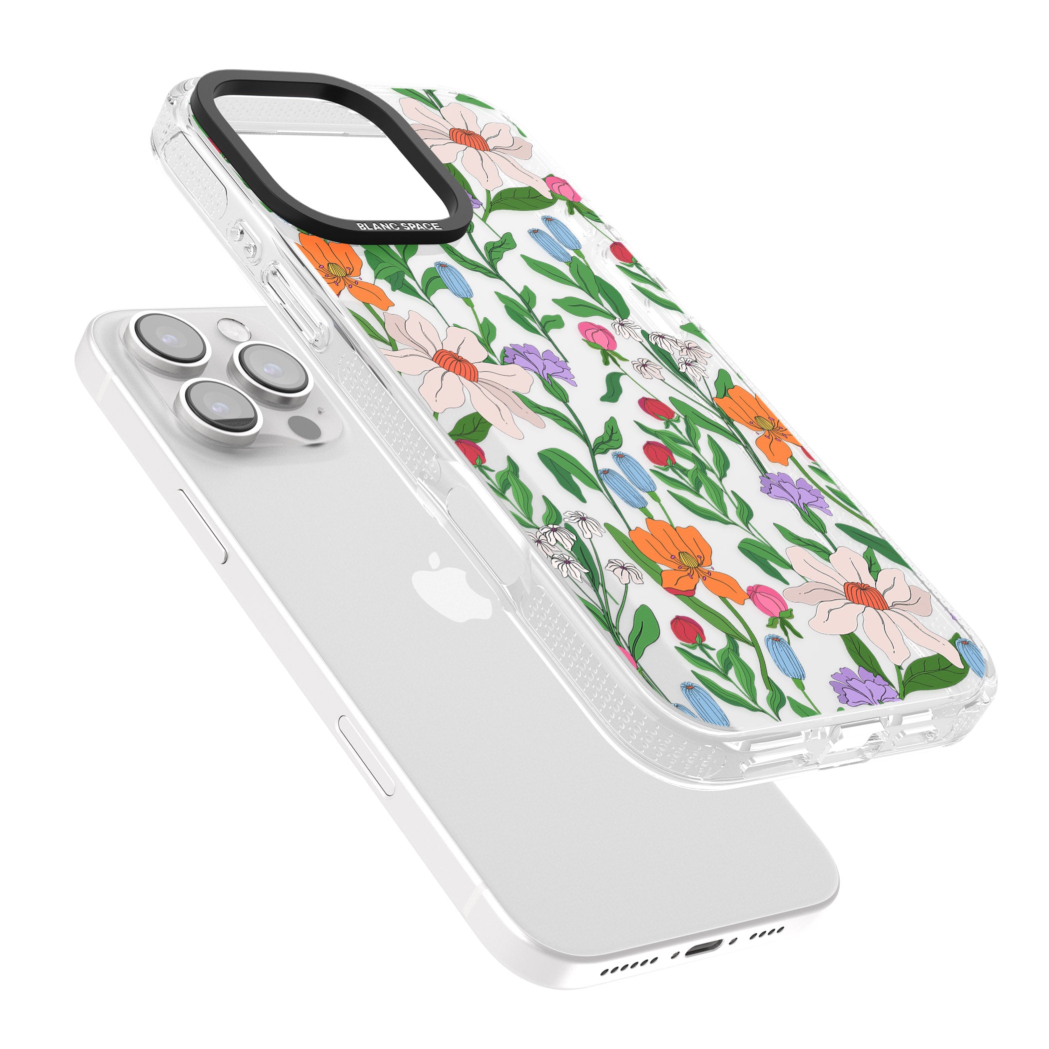 Full Bloom iPhone 16 Pro Max / 16 Pro Clear Case Impact Air - Blanc Space