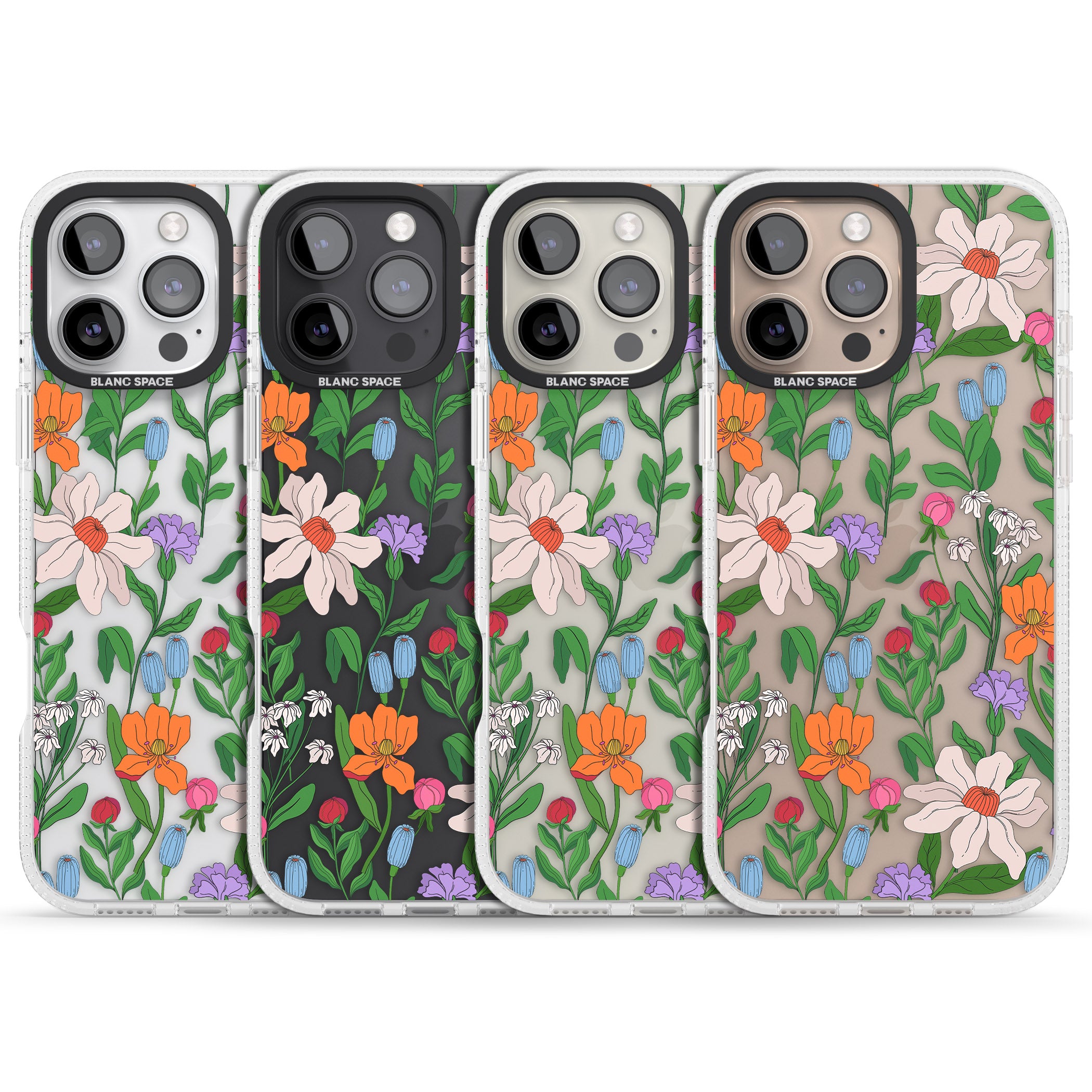 Full Bloom iPhone 16 Pro Max / 16 Pro Clear Case Impact Air - Blanc Space