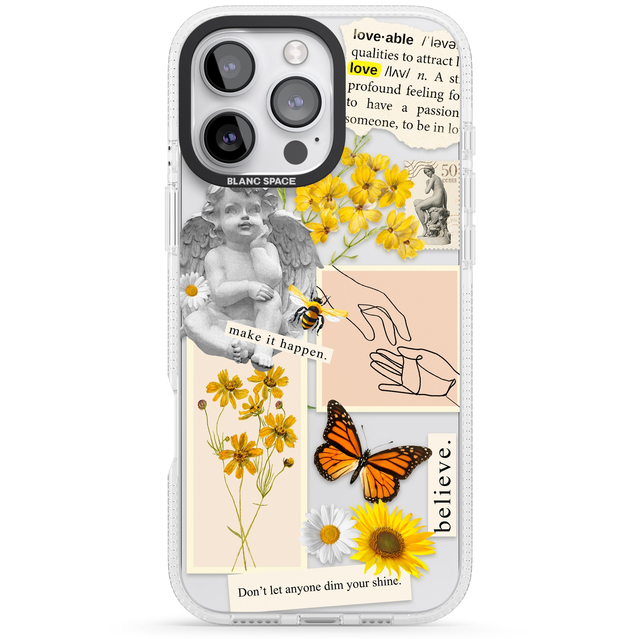 Vintage Wildflower Collage iPhone 16 Pro Max / 16 Pro Clear Case Impact Air - Blanc Space