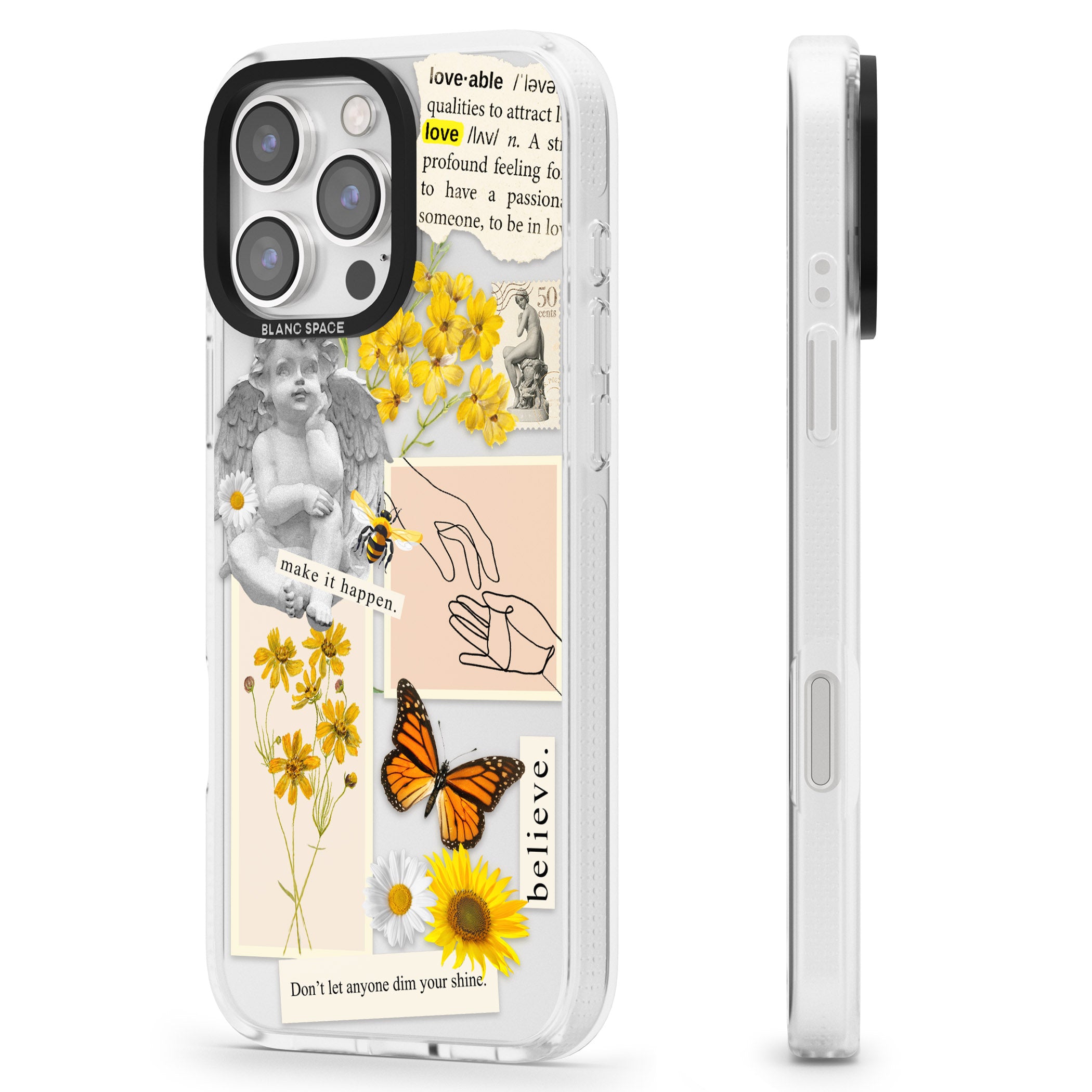 Vintage Wildflower Collage iPhone 16 Pro Max / 16 Pro Clear Case Impact Air - Blanc Space