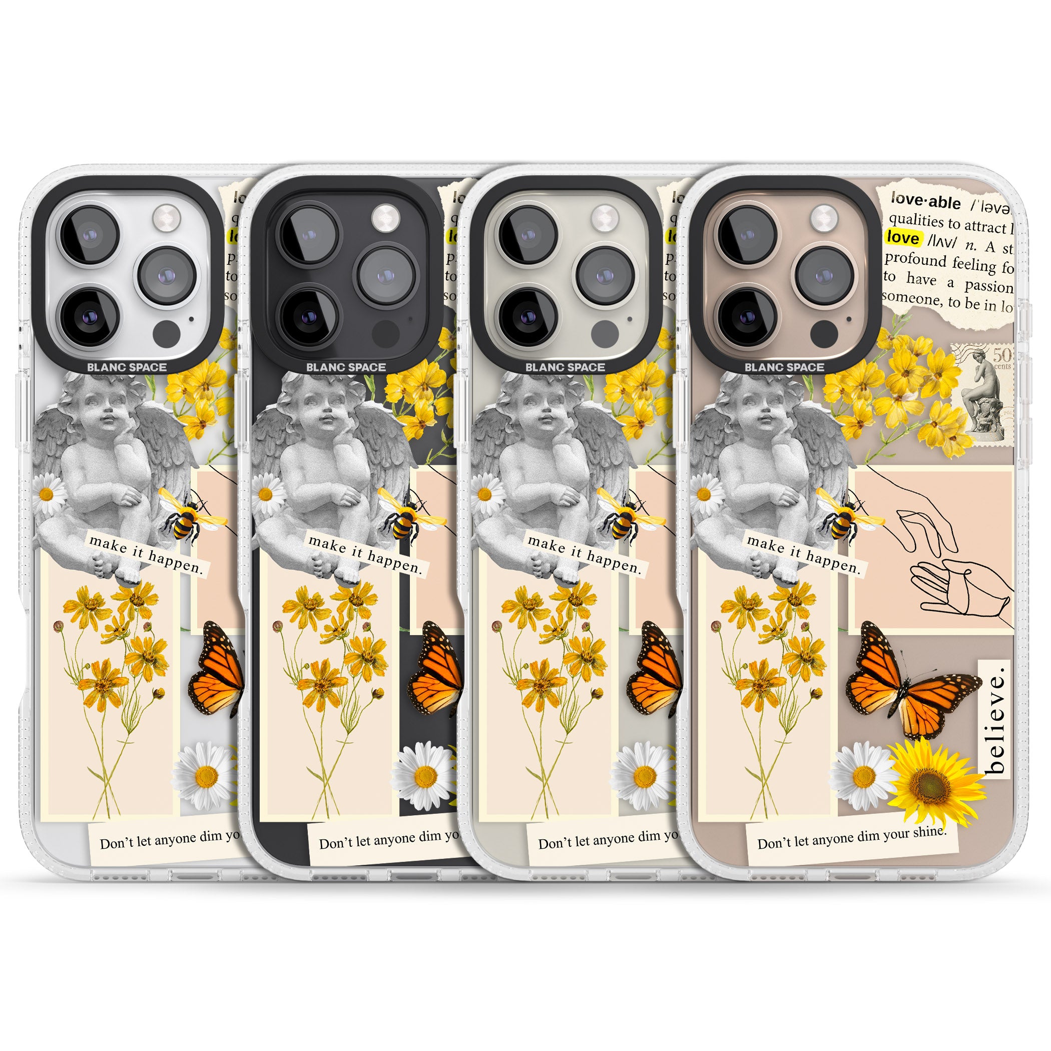 Vintage Wildflower Collage iPhone 16 Pro Max / 16 Pro Clear Case Impact Air - Blanc Space