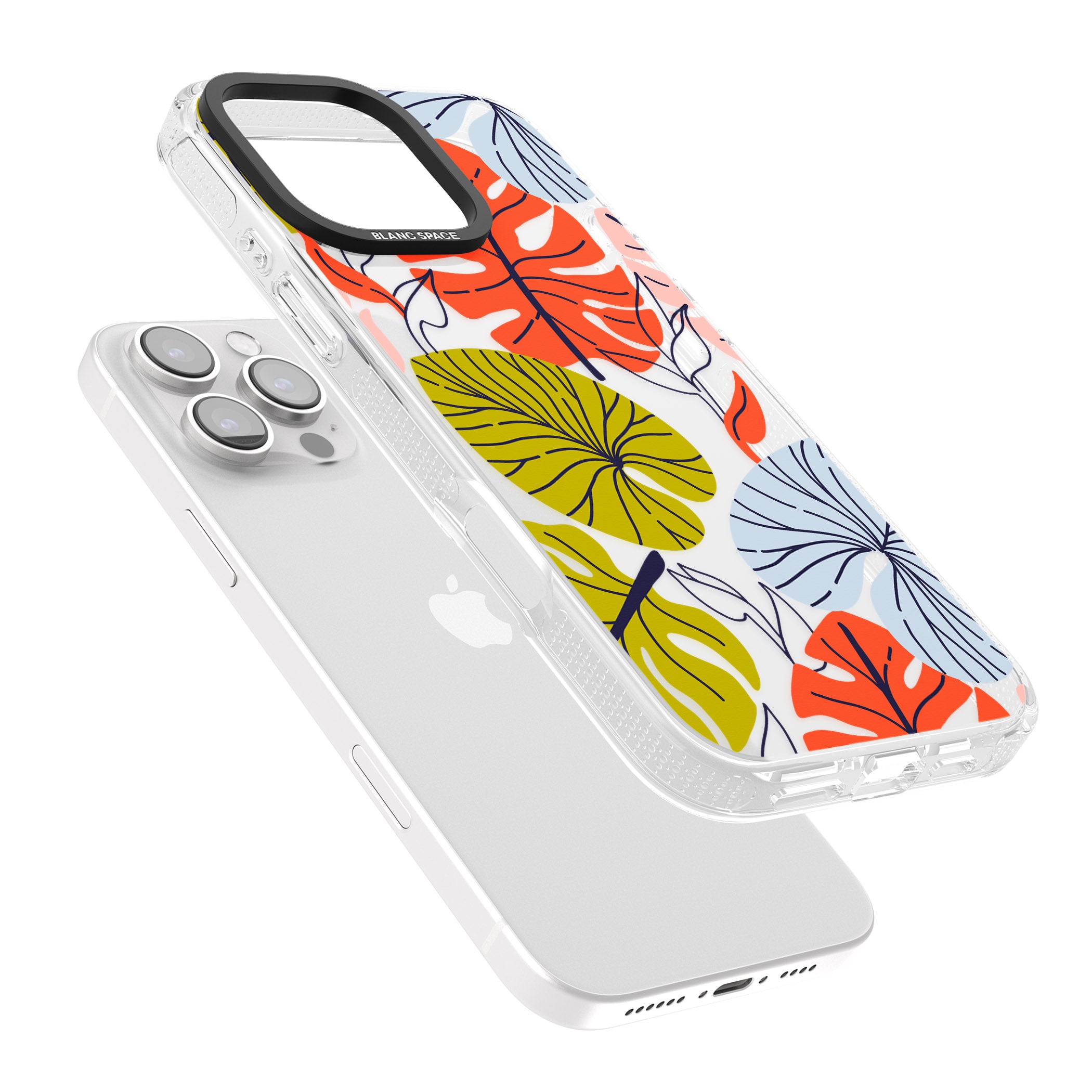 Retro Leaves iPhone 16 Pro Max / 16 Pro Clear Case Impact Air - Blanc Space
