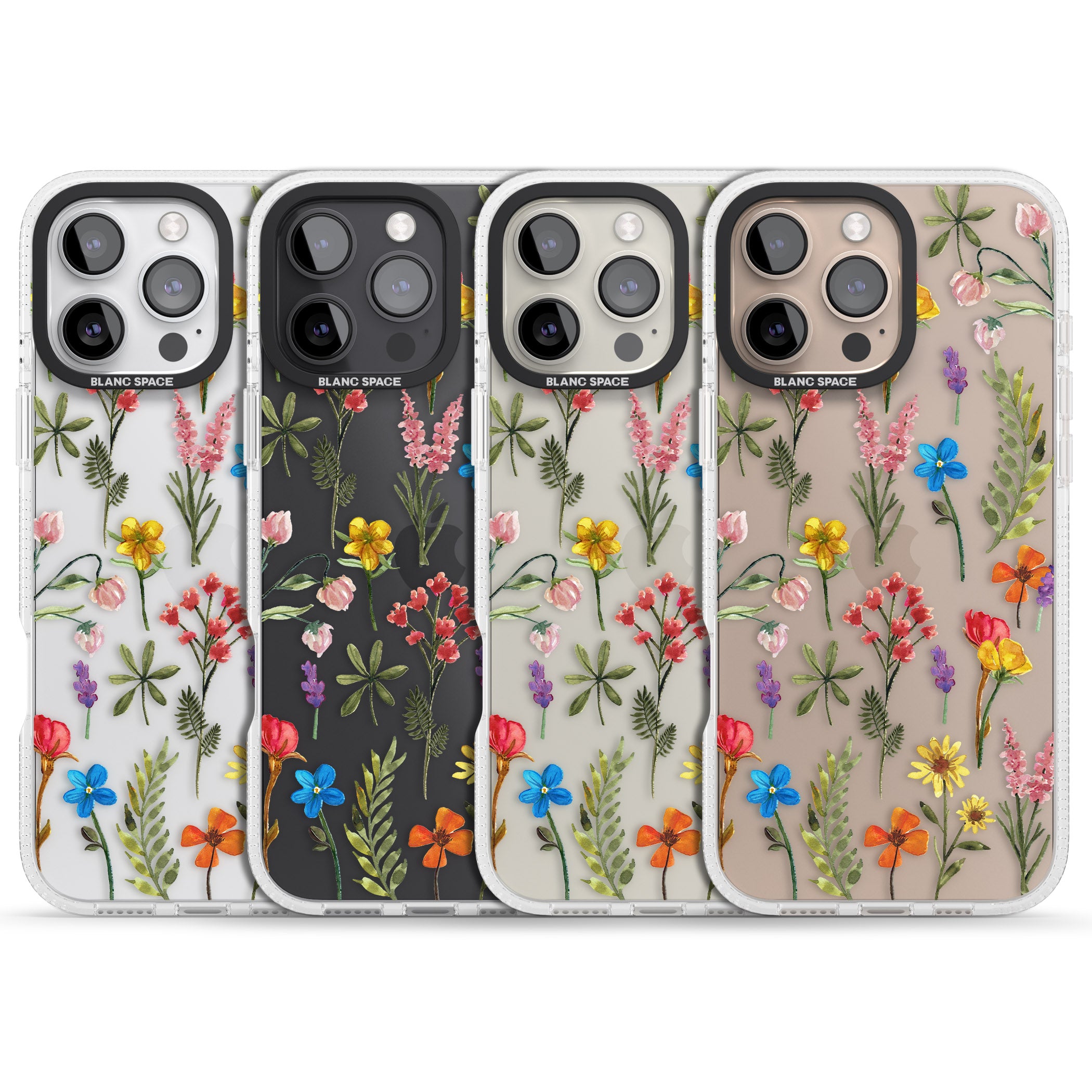 Spring Botanicals iPhone 16 Pro Max / 16 Pro Clear Case Impact Air - Blanc Space