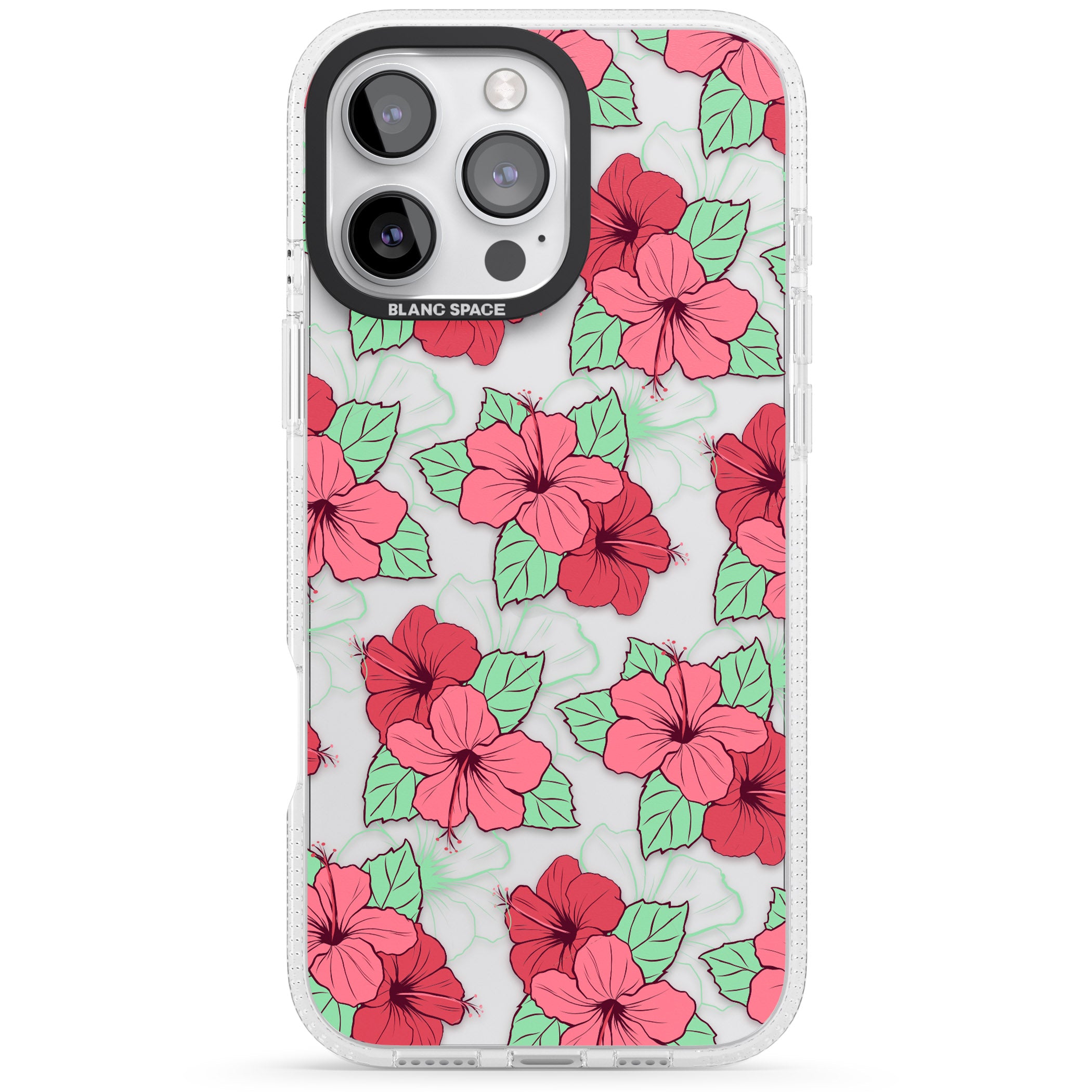 Pink Peony iPhone 16 Pro Max / 16 Pro Clear Case Impact Air - Blanc Space