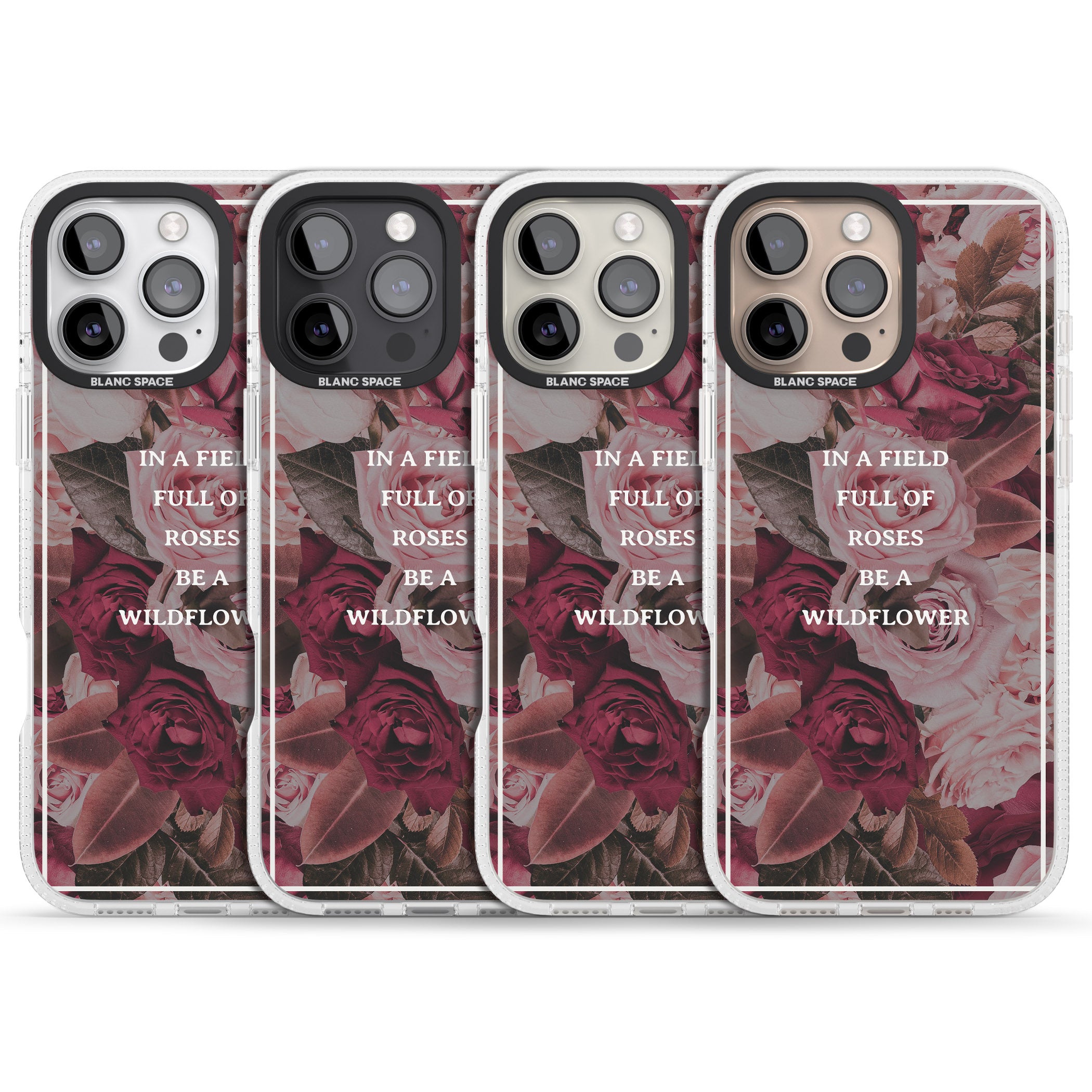 Be a Wildflower Floral Quote iPhone 16 Pro Max / 16 Pro Clear Case Impact Air - Blanc Space