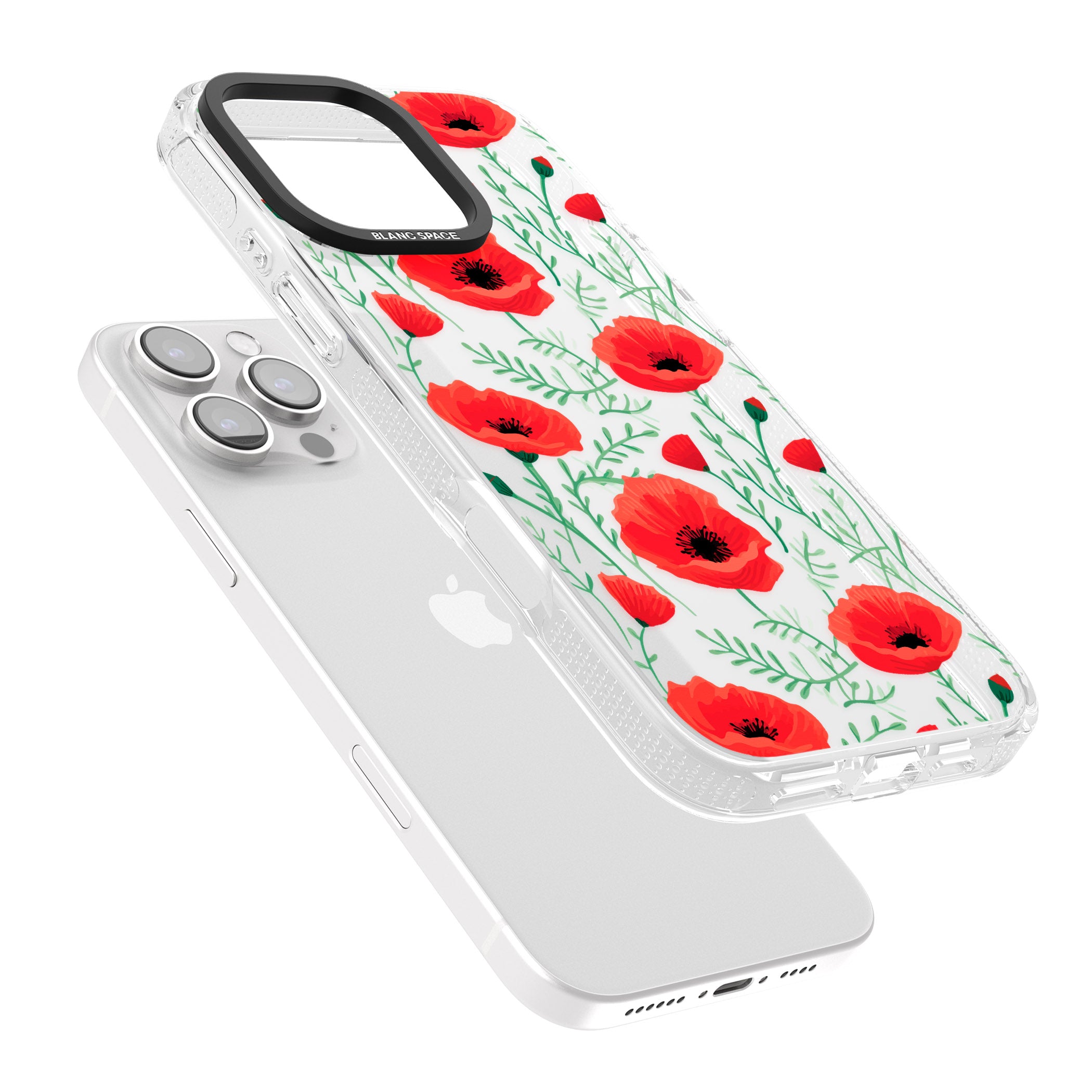 Poppy Garden iPhone 16 Pro Max / 16 Pro Clear Case Impact Air - Blanc Space