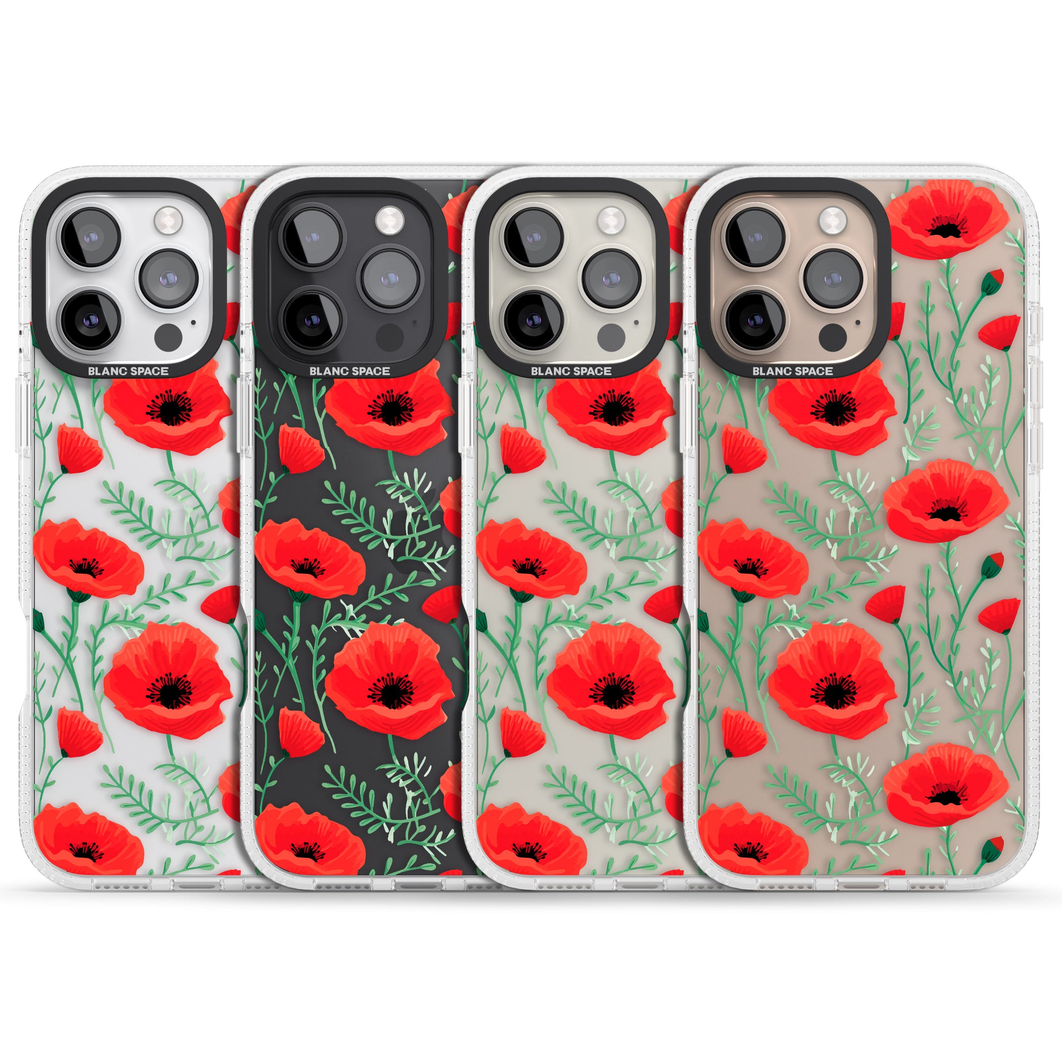 Poppy Garden iPhone 16 Pro Max / 16 Pro Clear Case Impact Air - Blanc Space