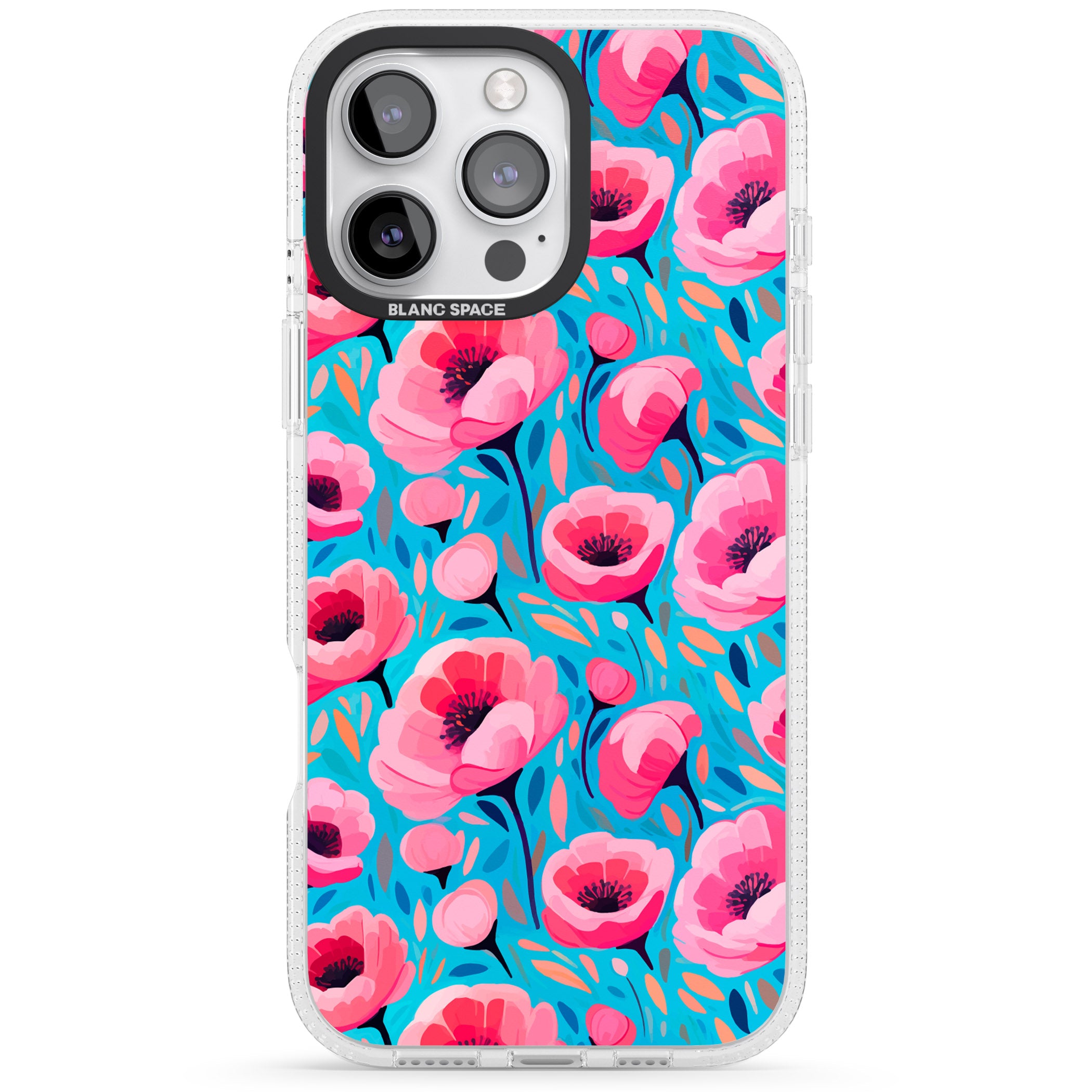 Tropical Pink Poppies iPhone 16 Pro Max / 16 Pro Clear Case Impact Air - Blanc Space