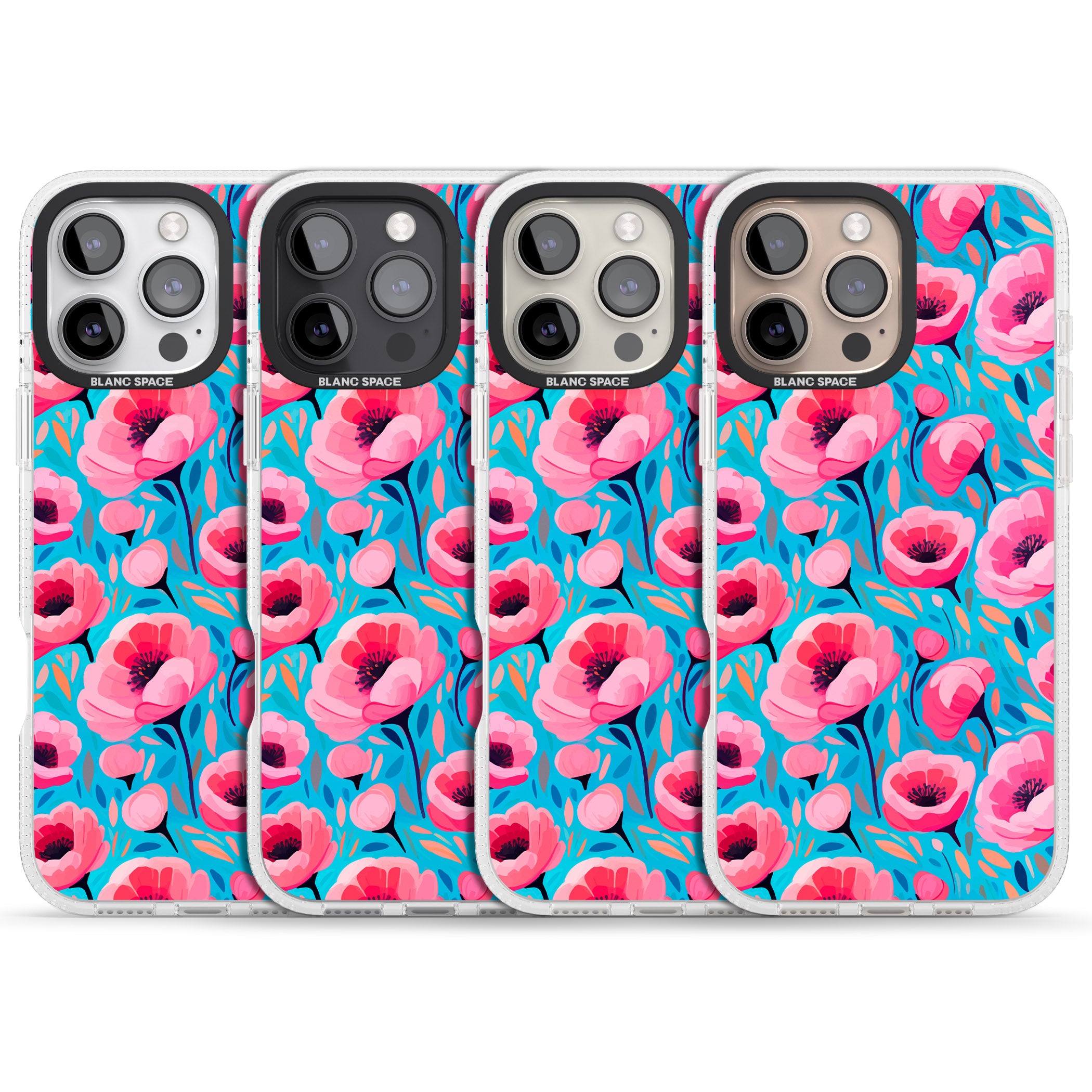 Tropical Pink Poppies iPhone 16 Pro Max / 16 Pro Clear Case Impact Air - Blanc Space