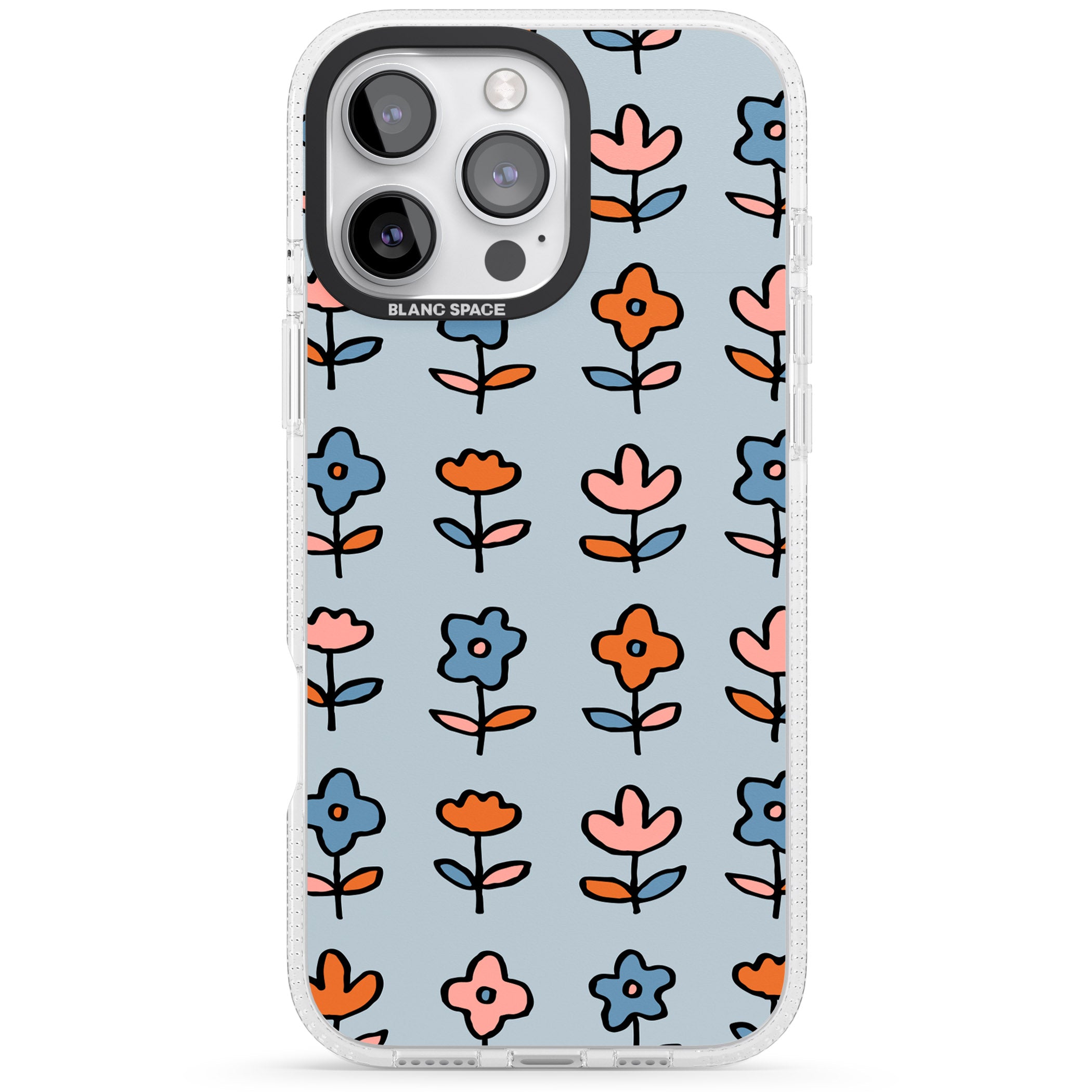 Vintage Floral Array iPhone 16 Pro Max / 16 Pro Clear Case Impact Air - Blanc Space