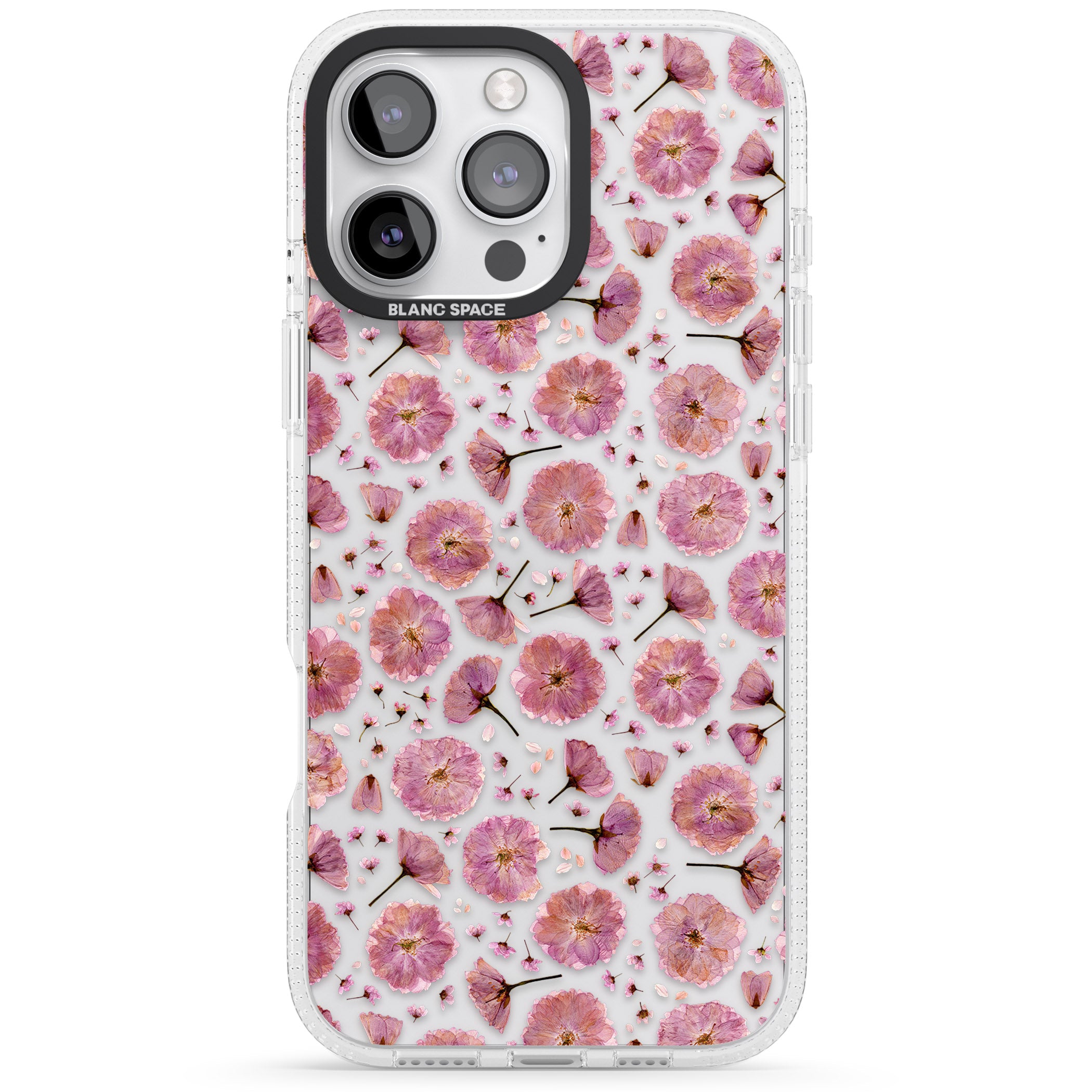 Pink Flowers & Blossoms Transparent Design iPhone 16 Pro Max / 16 Pro Clear Case Impact Air - Blanc Space