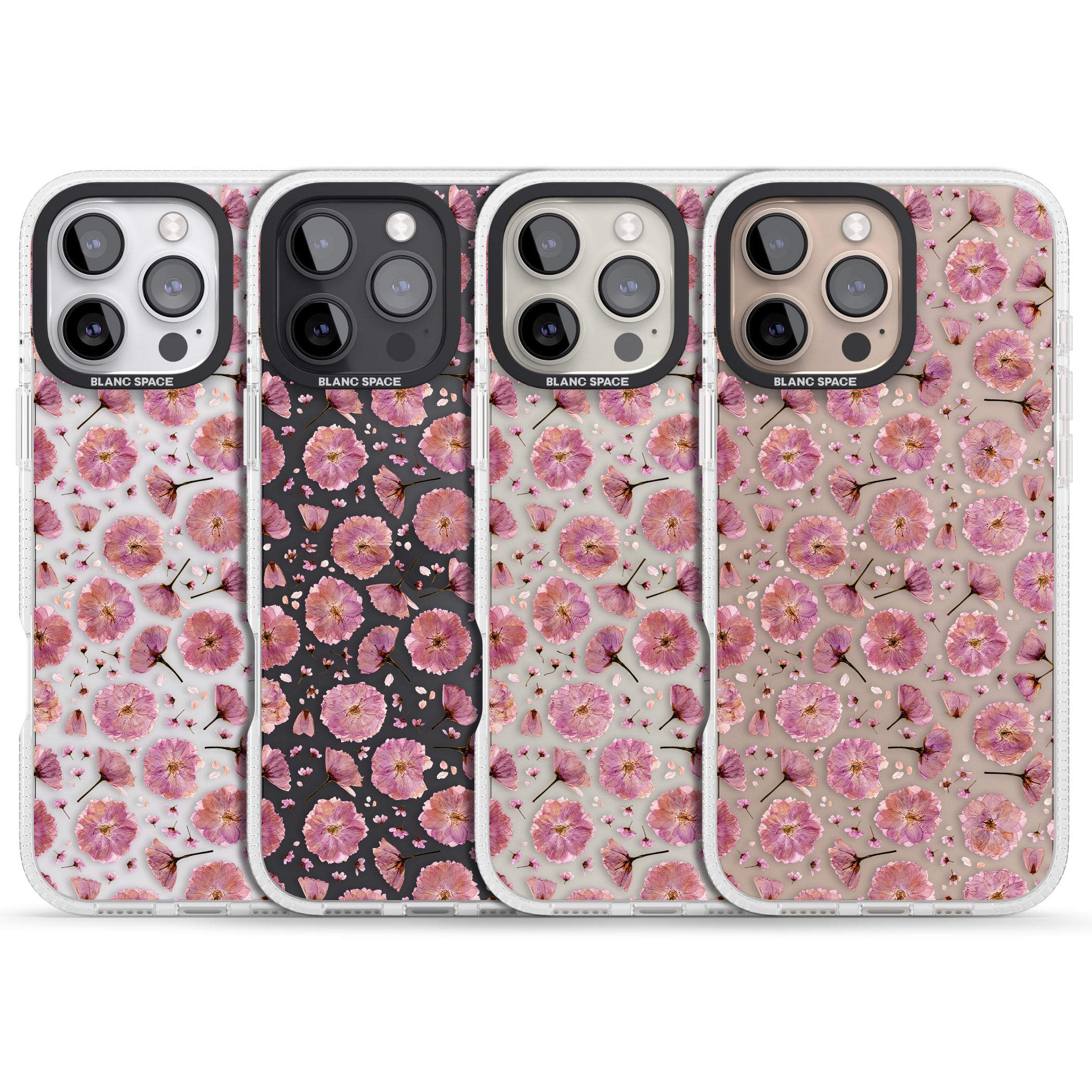 Pink Flowers & Blossoms Transparent Design iPhone 16 Pro Max / 16 Pro Clear Case Impact Air - Blanc Space