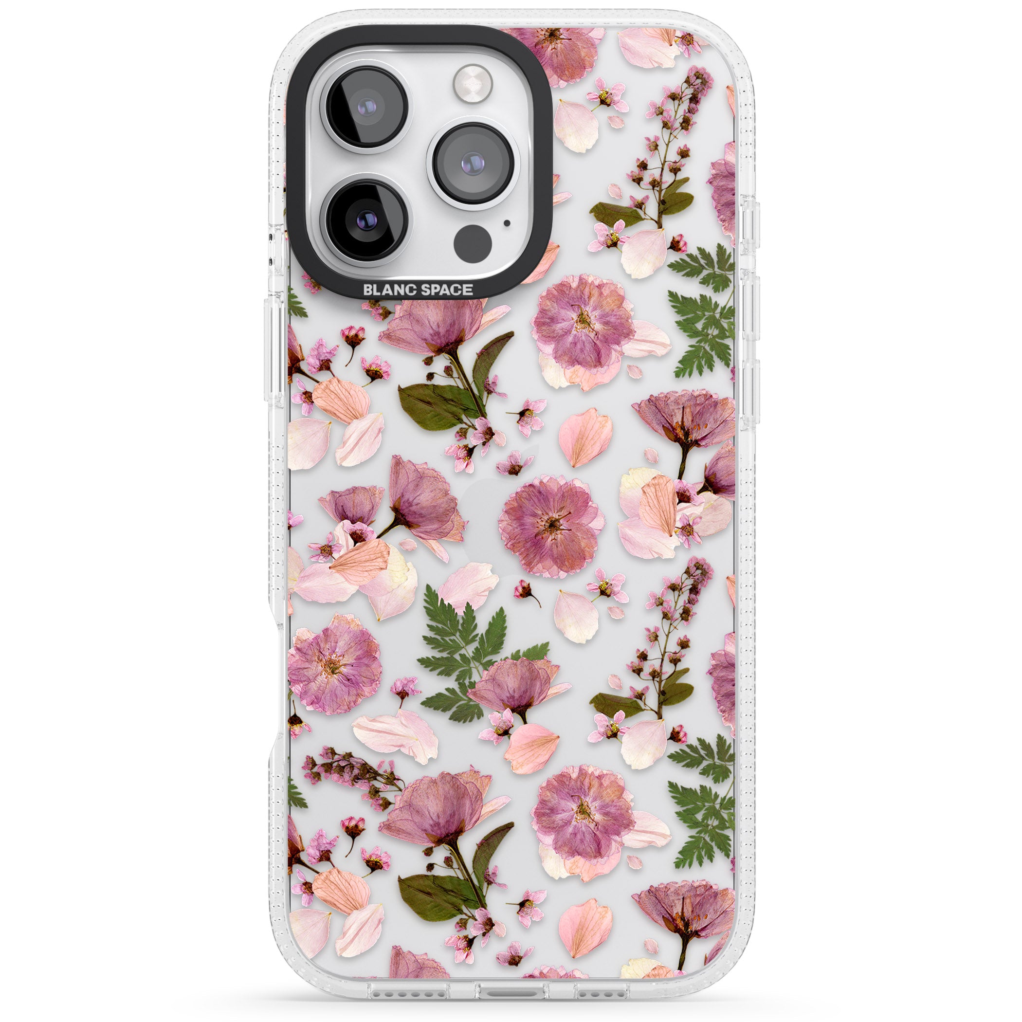 Floral Menagerie Transparent Design iPhone 16 Pro Max / 16 Pro Clear Case Impact Air - Blanc Space