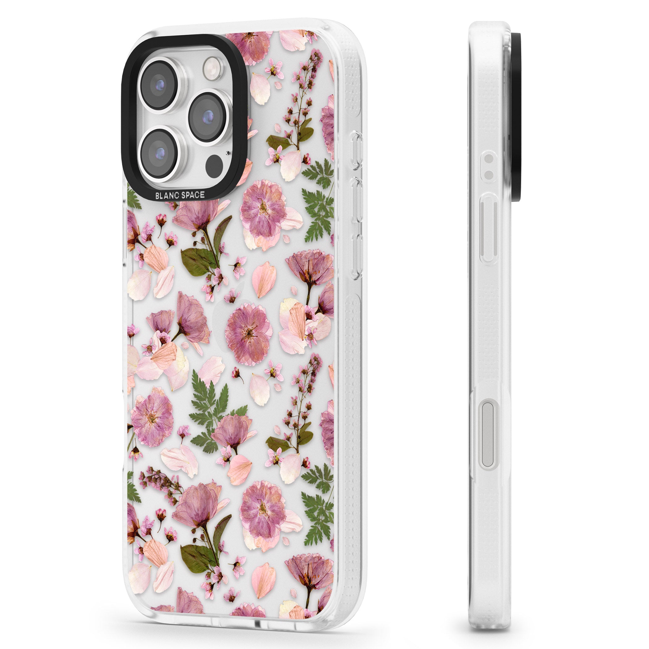 Floral Menagerie Transparent Design iPhone 16 Pro Max / 16 Pro Clear Case Impact Air - Blanc Space