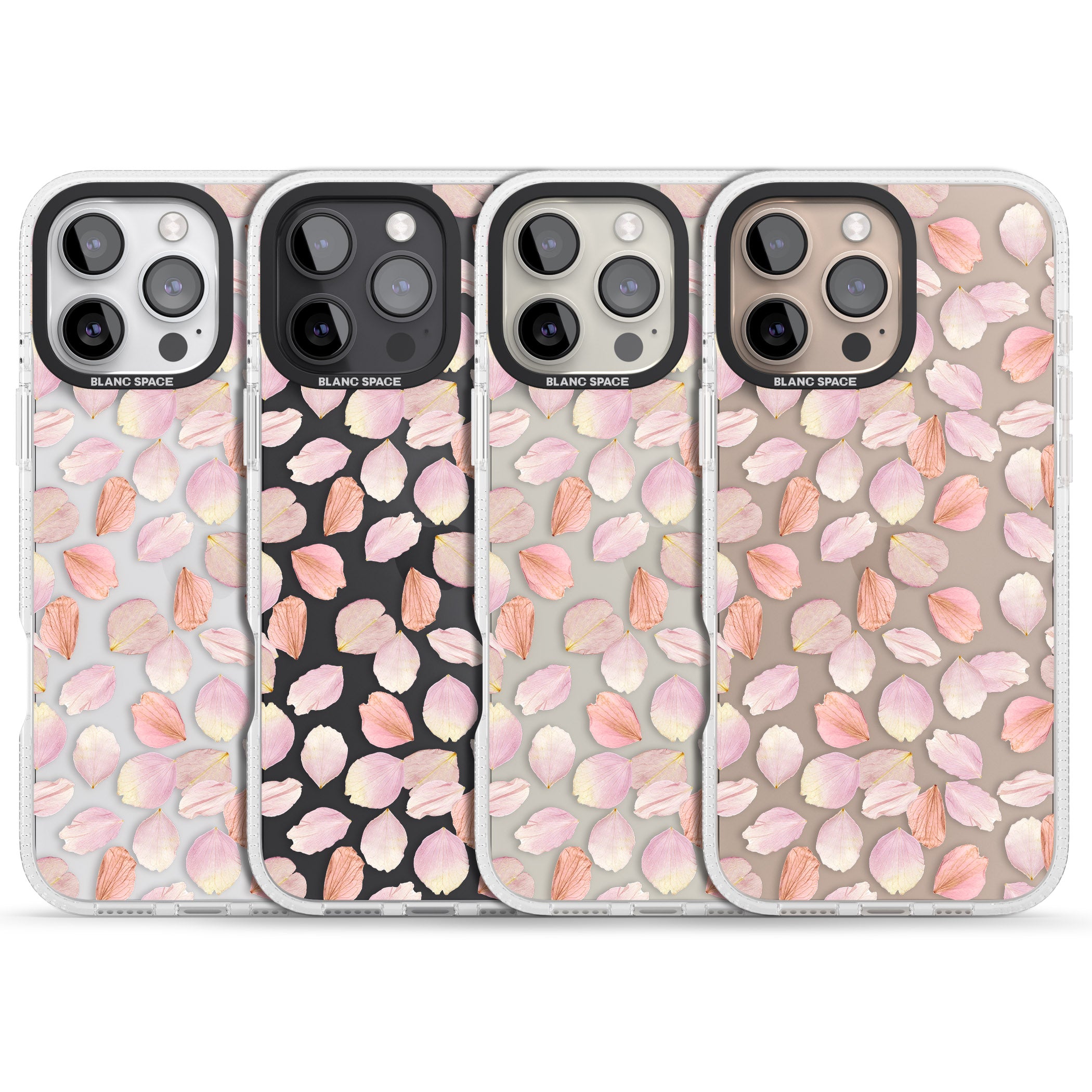 Pink Petals Transparent Design iPhone 16 Pro Max / 16 Pro Clear Case Impact Air - Blanc Space