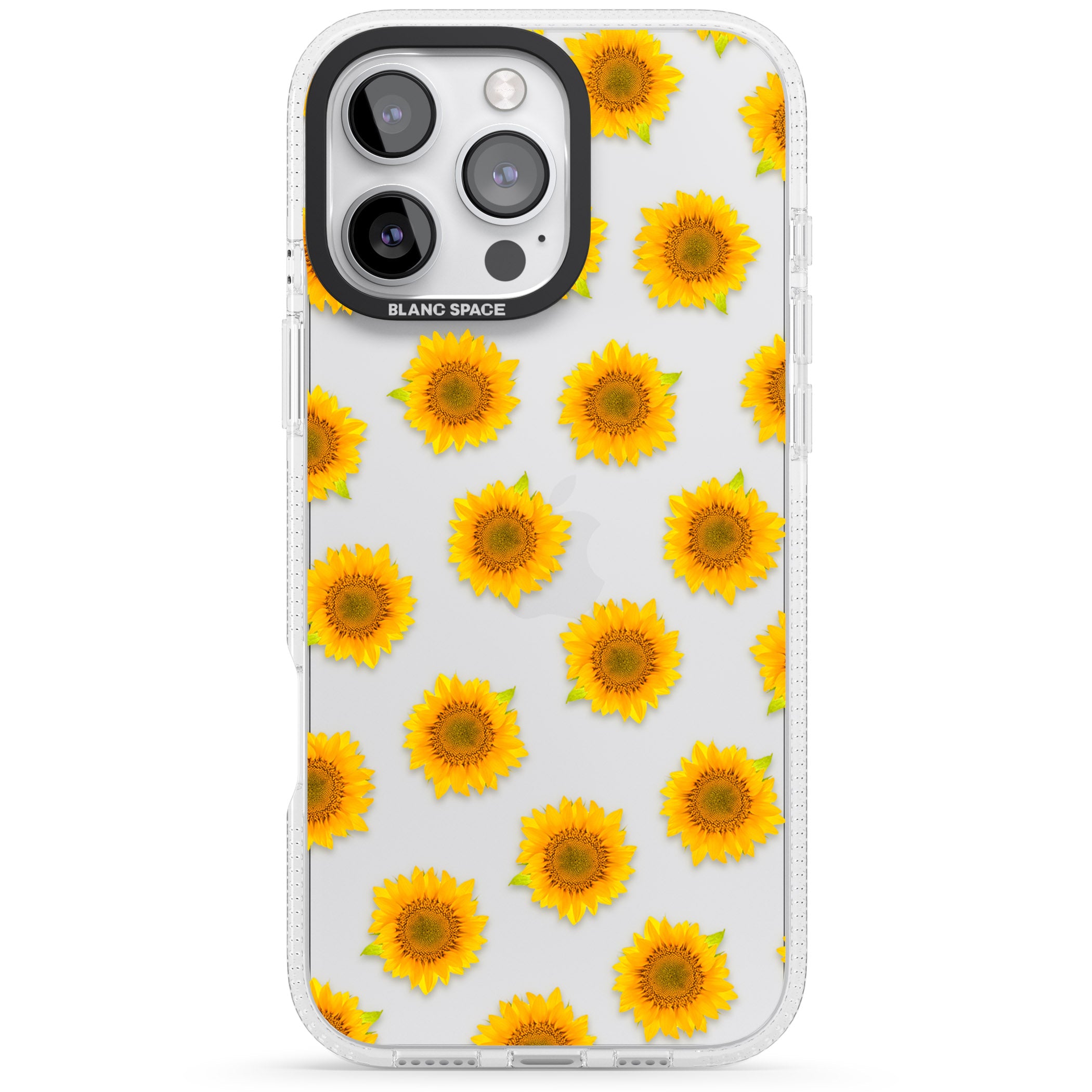 Sunflowers Transparent Pattern iPhone 16 Pro Max / 16 Pro Clear Case Impact Air - Blanc Space