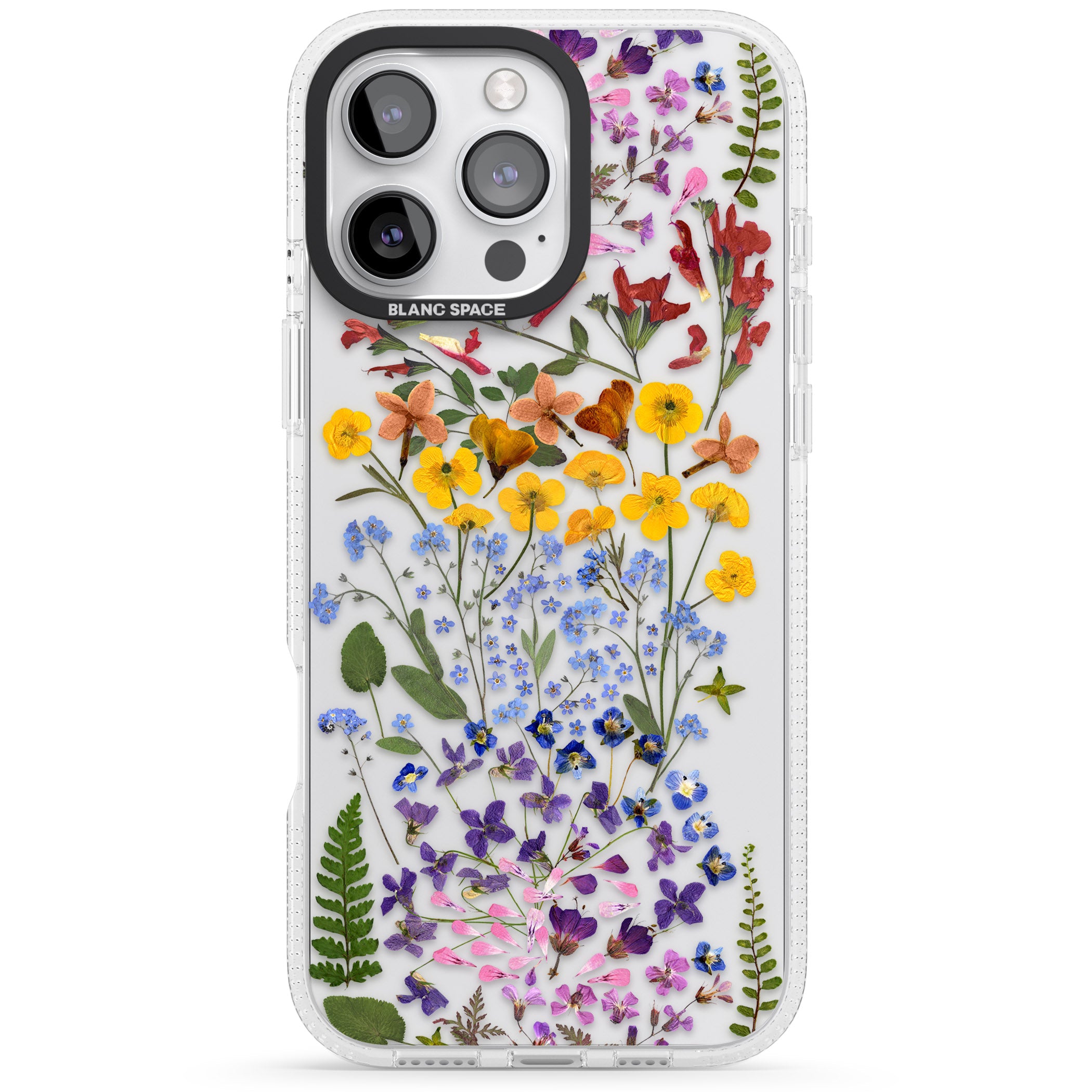 Wild Flower Stripe Design iPhone 16 Pro Max / 16 Pro Clear Case Impact Air - Blanc Space