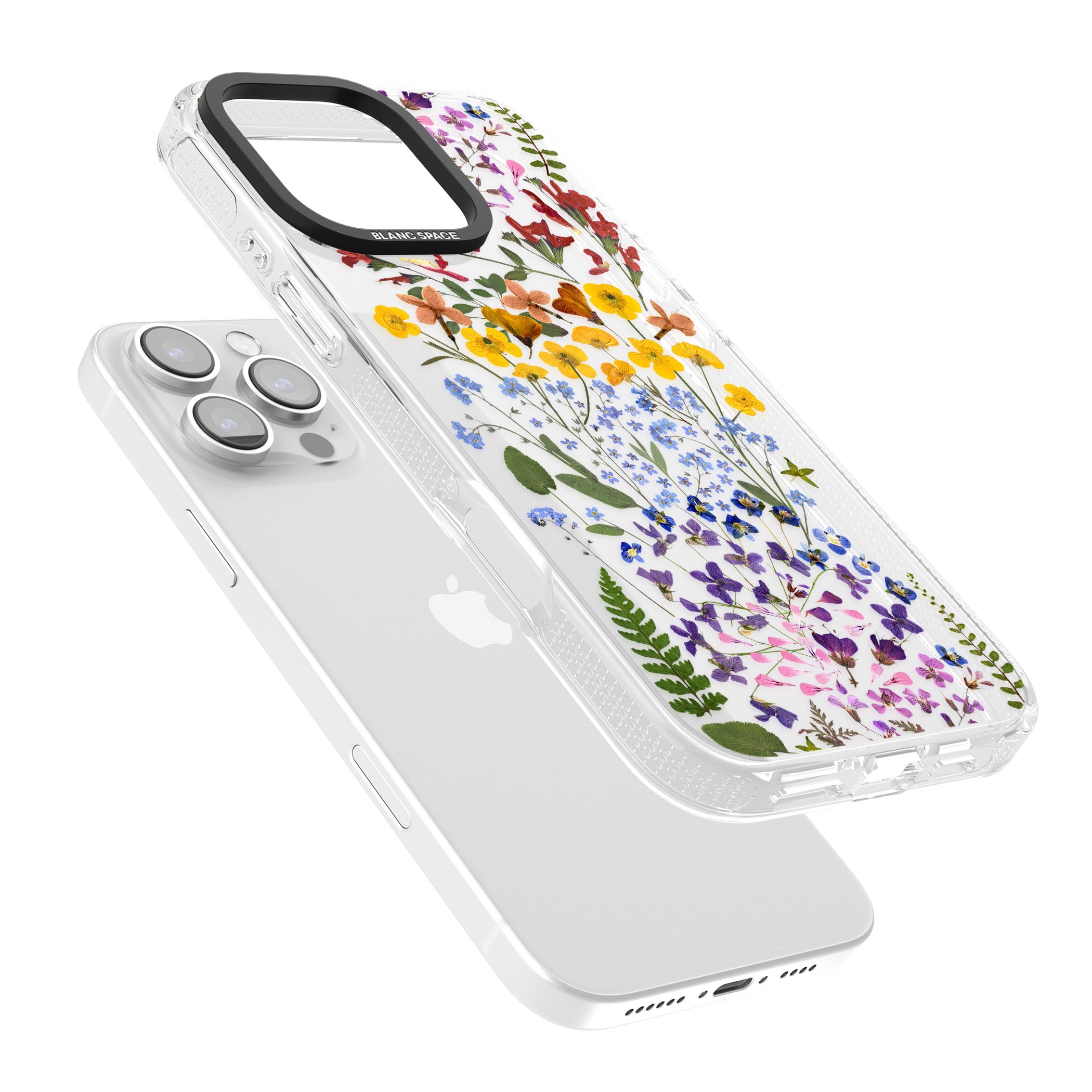 Wild Flower Stripe Design iPhone 16 Pro Max / 16 Pro Clear Case Impact Air - Blanc Space