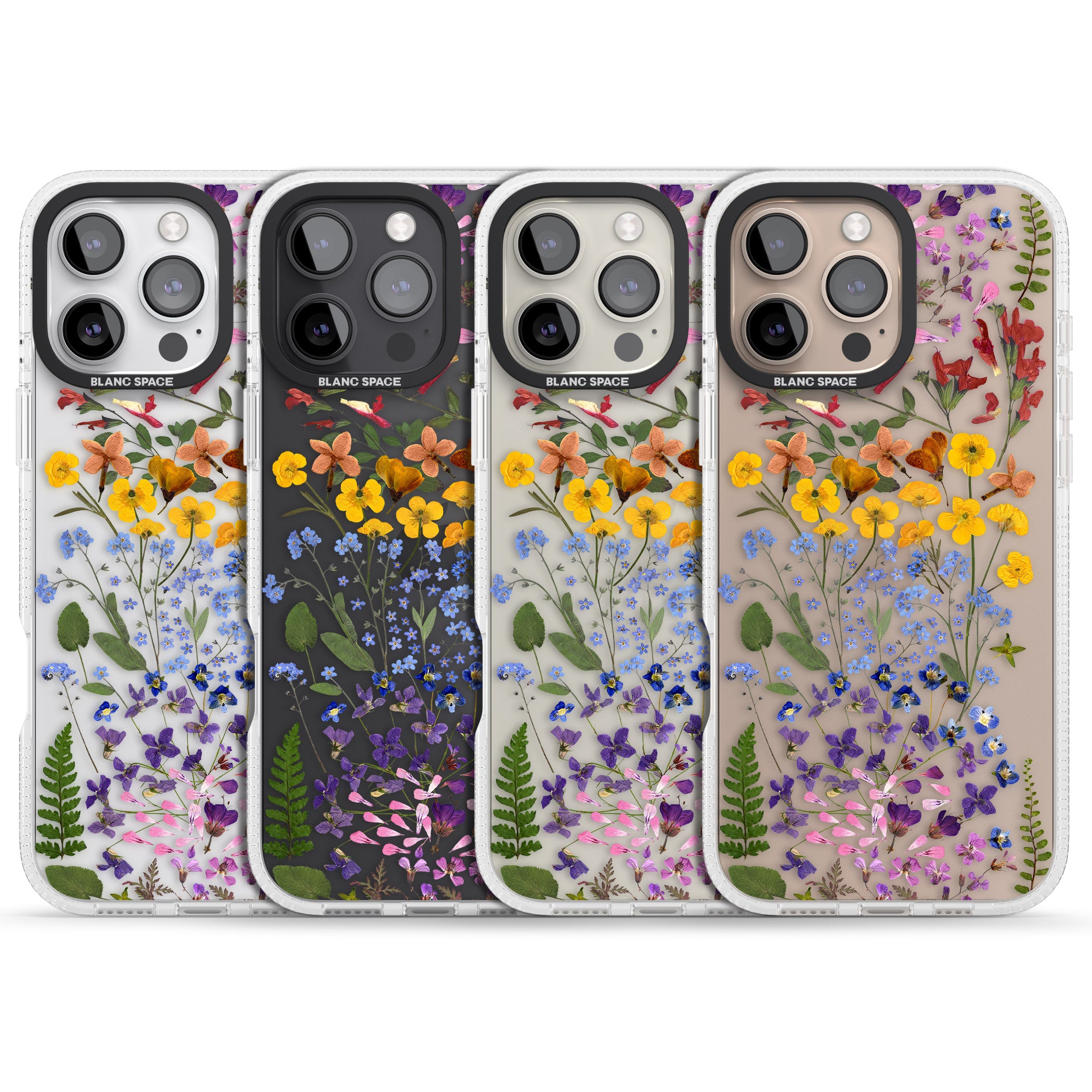 Wild Flower Stripe Design iPhone 16 Pro Max / 16 Pro Clear Case Impact Air - Blanc Space