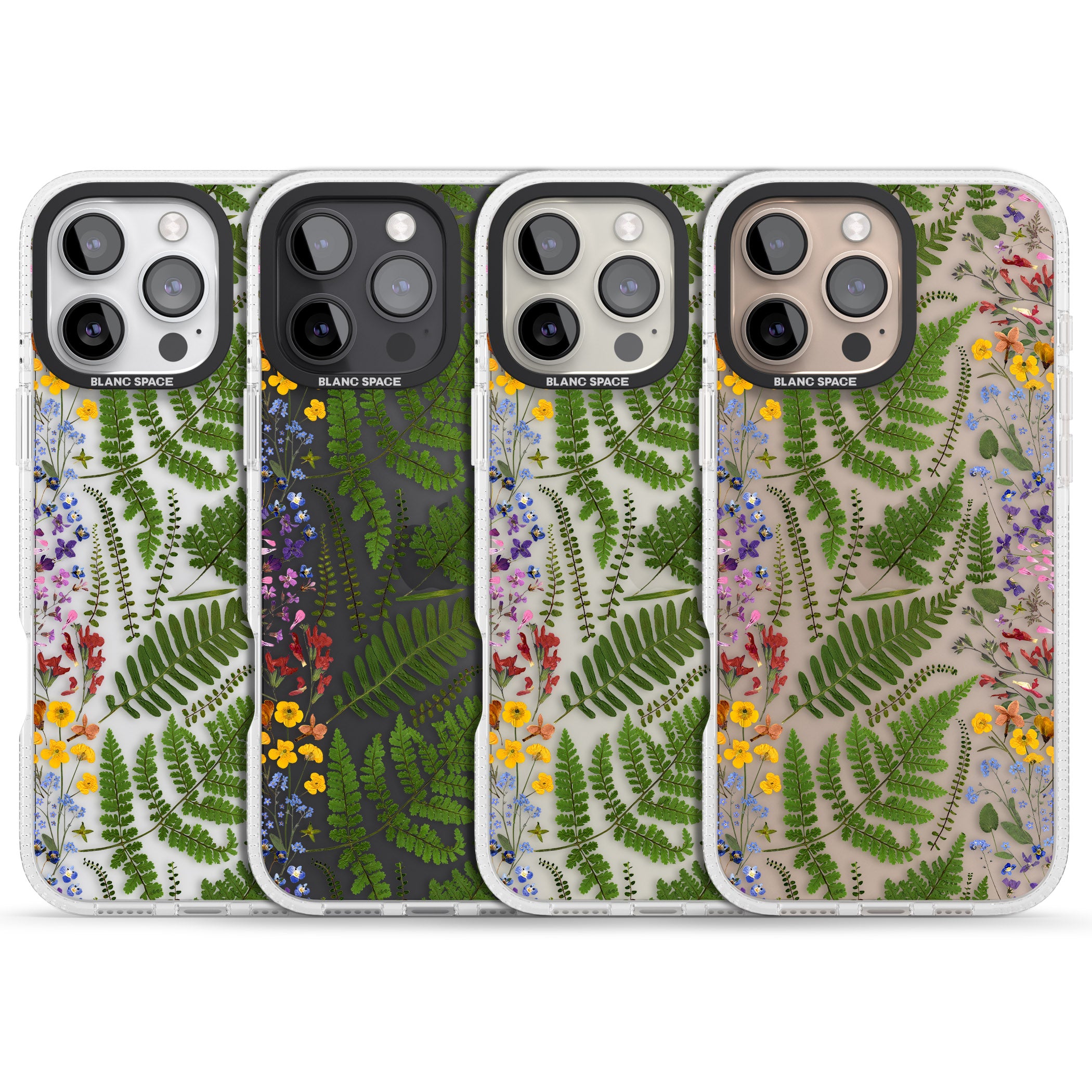 Busy Floral and Fern Design iPhone 16 Pro Max / 16 Pro Clear Case Impact Air - Blanc Space