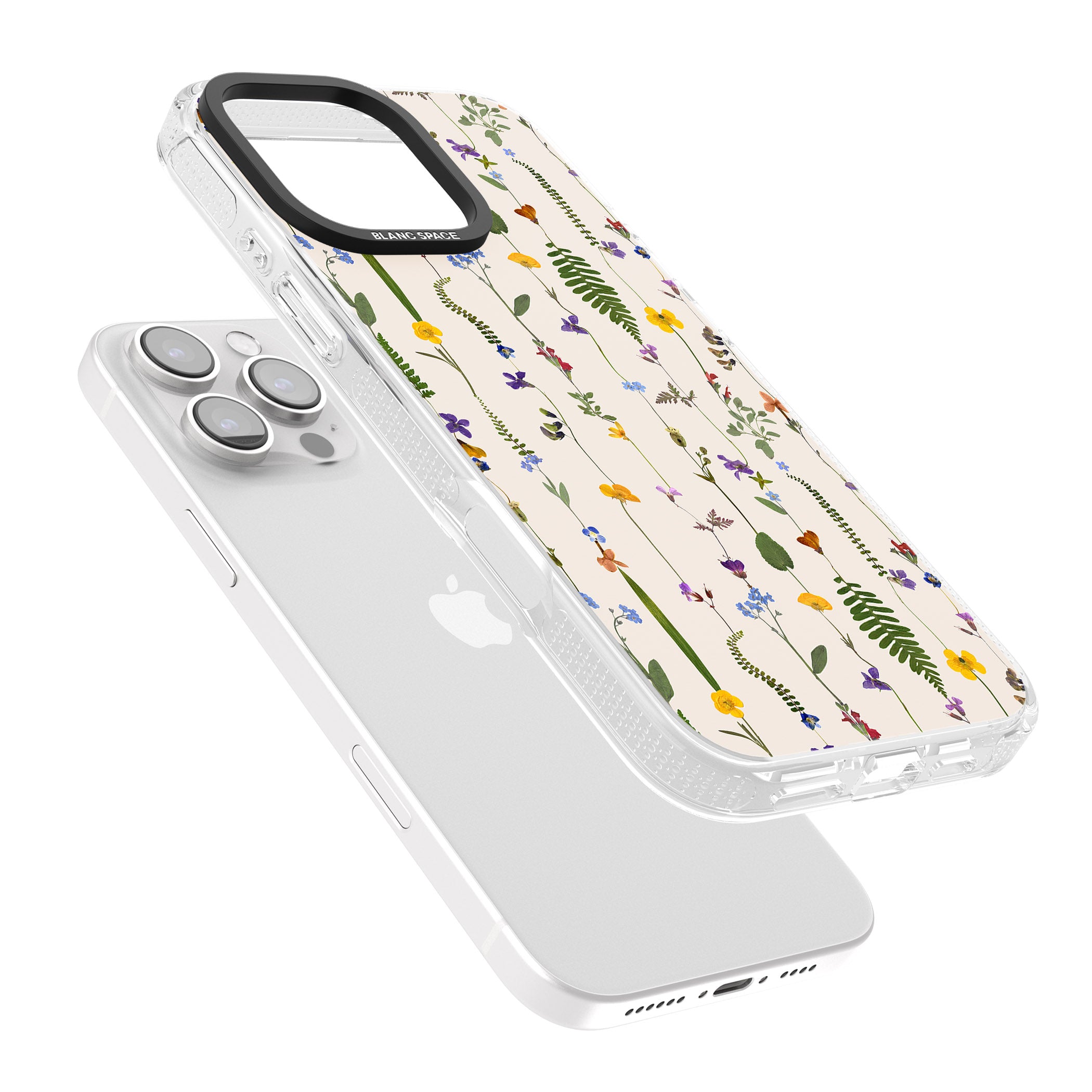 Wildflower Chain Design - Cream iPhone 16 Pro Max / 16 Pro Clear Case Impact Air - Blanc Space