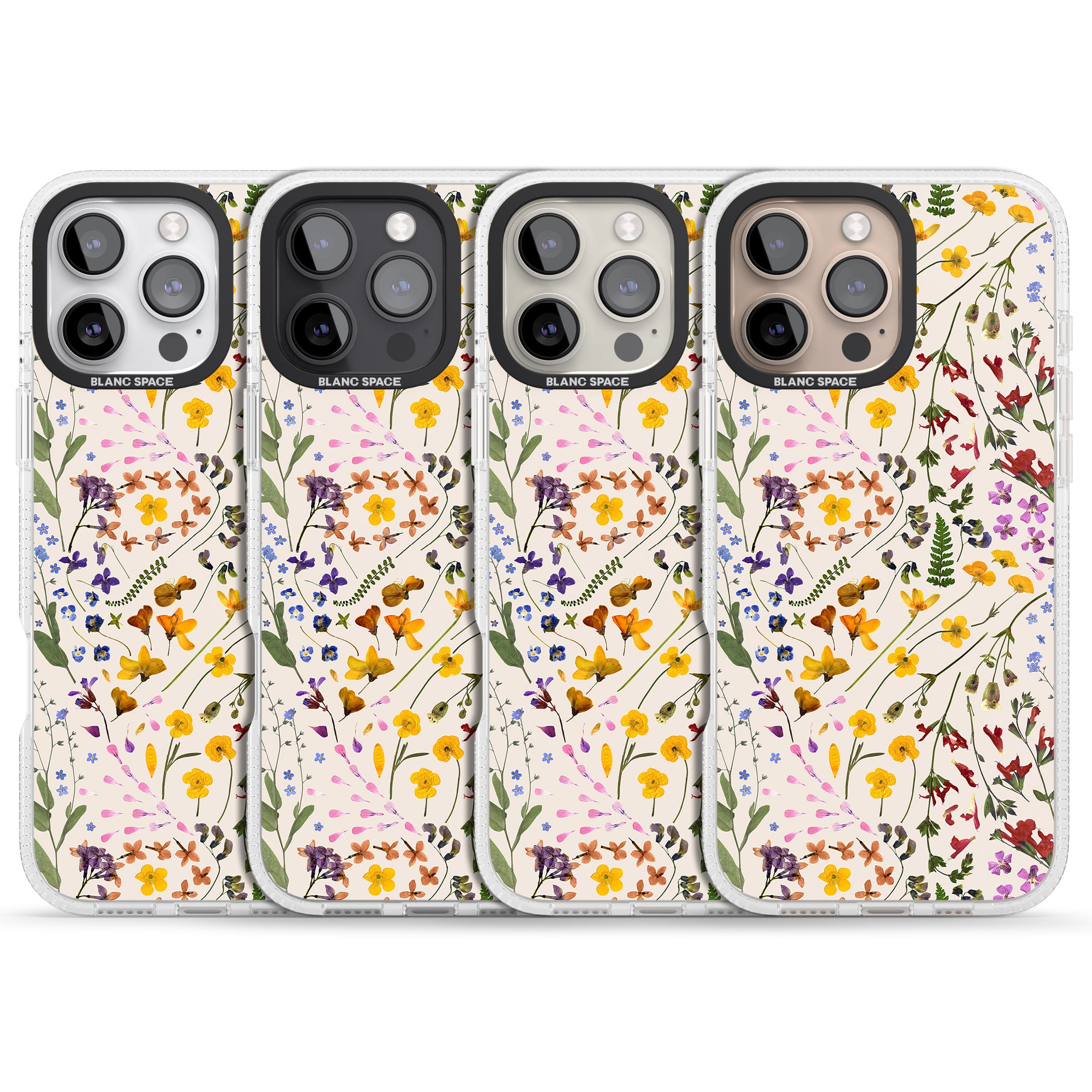 Wildflower & Leaves Cluster Design - Cream iPhone 16 Pro Max / 16 Pro Clear Case Impact Air - Blanc Space