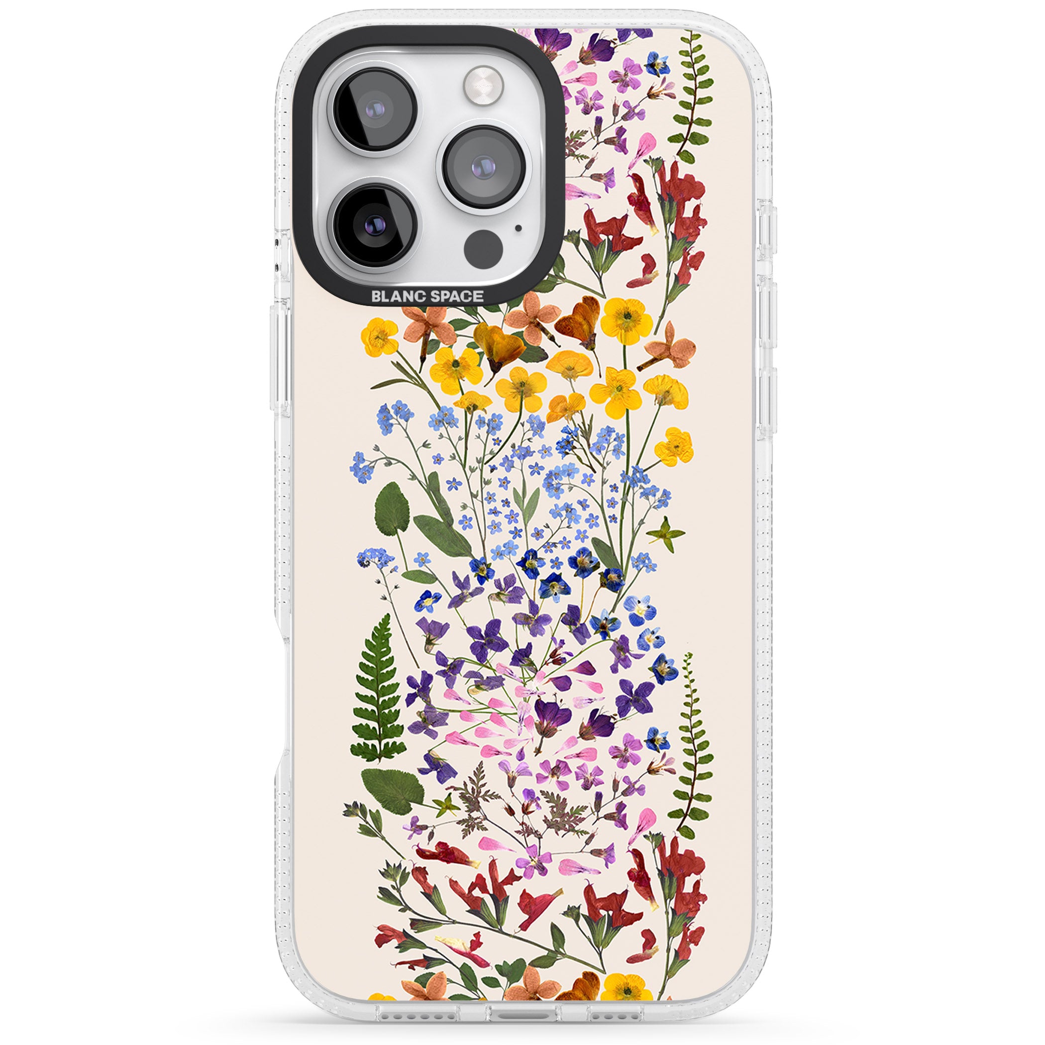Wildflower Stripe Design - Cream iPhone 16 Pro Max / 16 Pro Clear Case Impact Air - Blanc Space