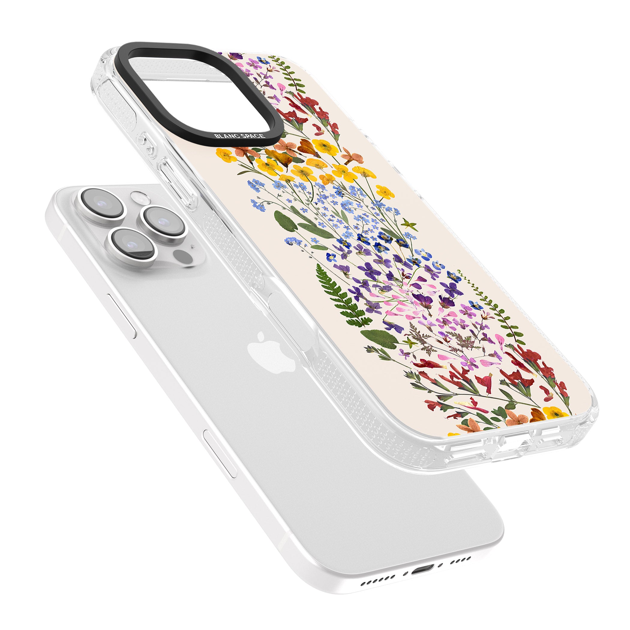 Wildflower Stripe Design - Cream iPhone 16 Pro Max / 16 Pro Clear Case Impact Air - Blanc Space