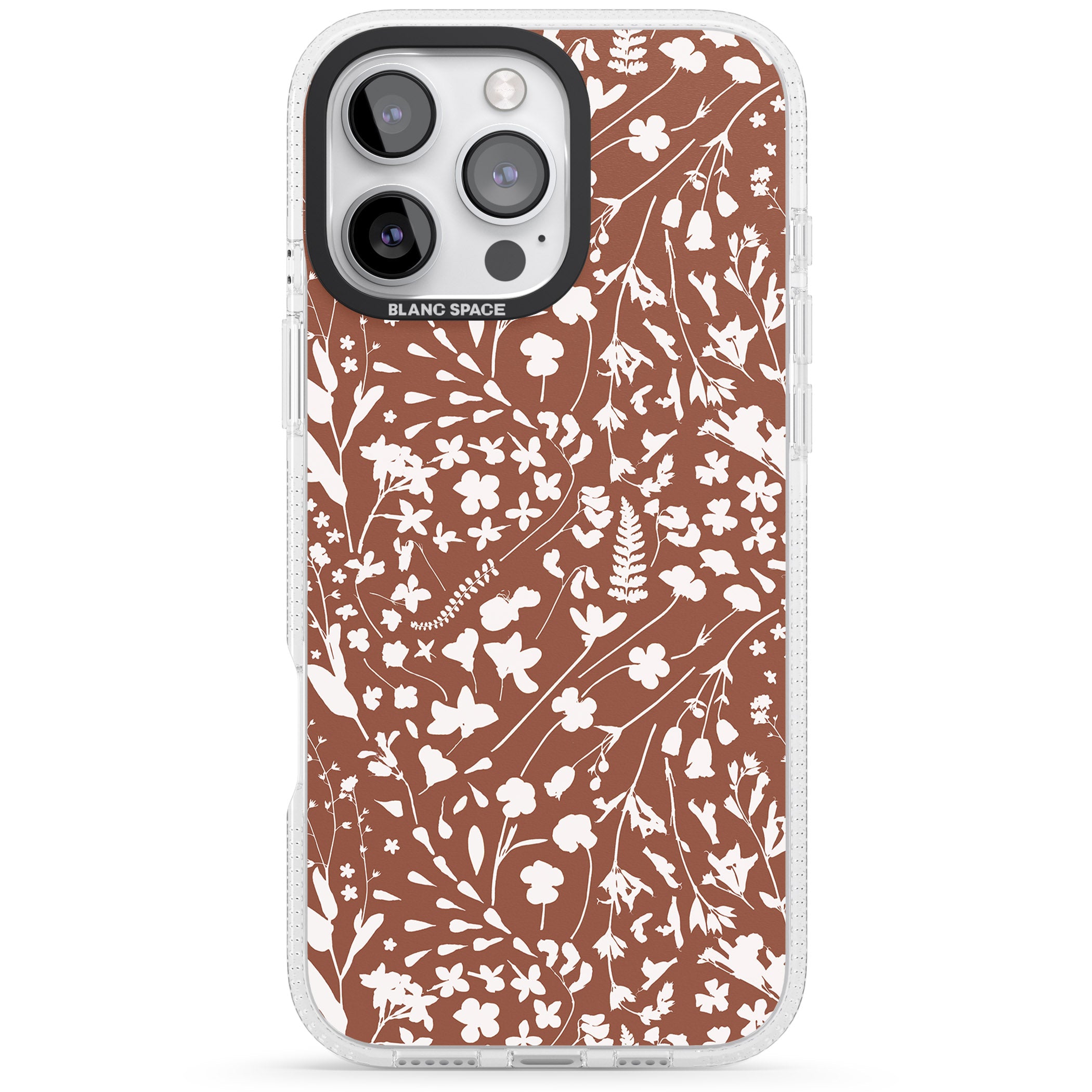 Wildflower Cluster on Terracotta iPhone 16 Pro Max / 16 Pro Clear Case Impact Air - Blanc Space
