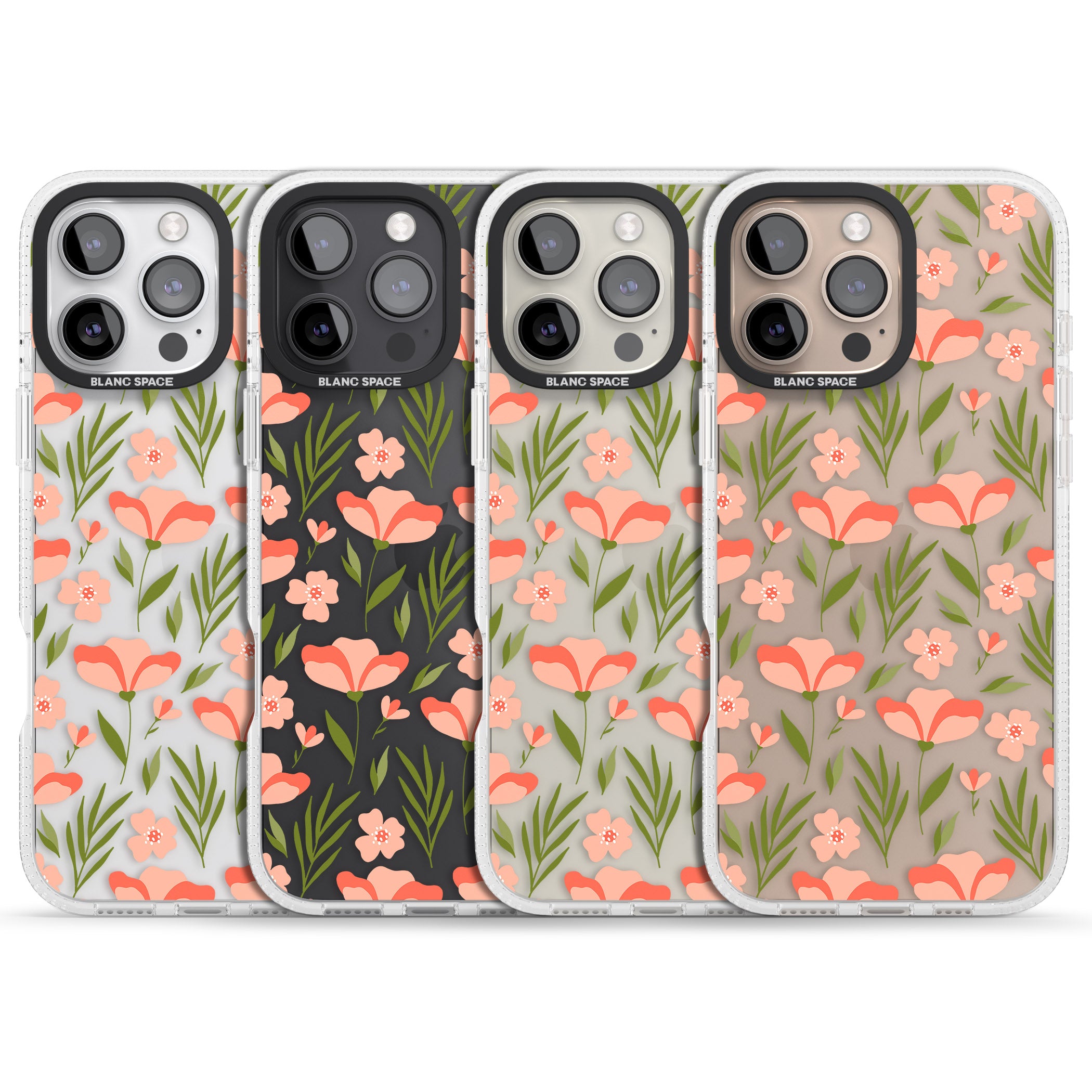 Pink Petals Transparent Floral iPhone 16 Pro Max / 16 Pro Clear Case Impact Air - Blanc Space