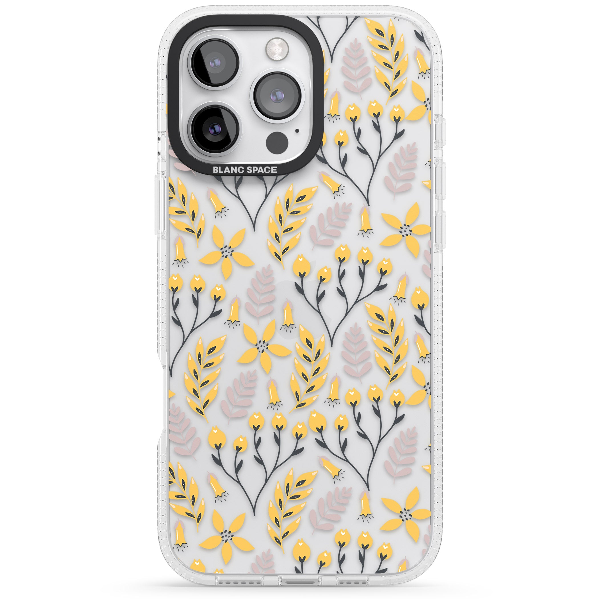 Yellow Leaves Transparent Floral iPhone 16 Pro Max / 16 Pro Clear Case Impact Air - Blanc Space