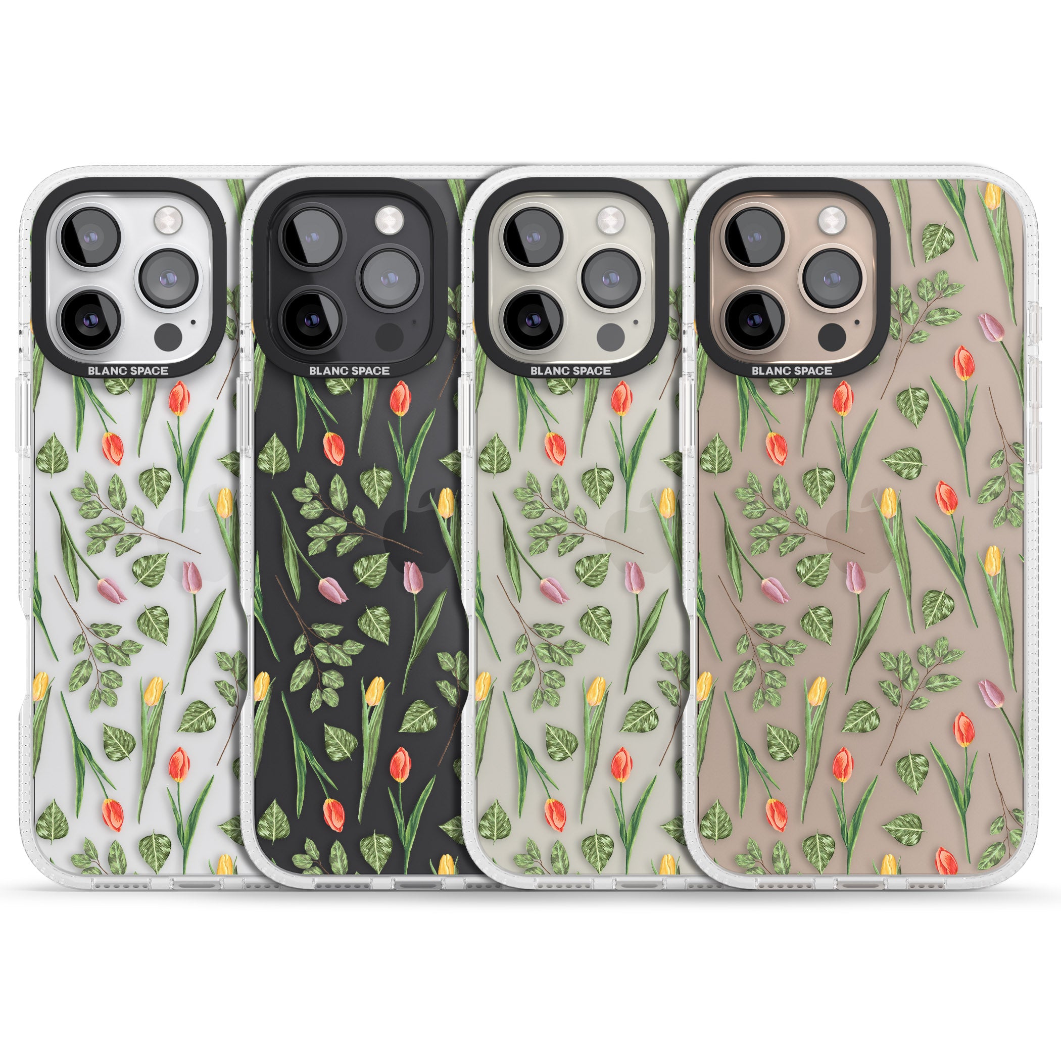 Spring Tulips Transparent Floral iPhone 16 Pro Max / 16 Pro Clear Case Impact Air - Blanc Space