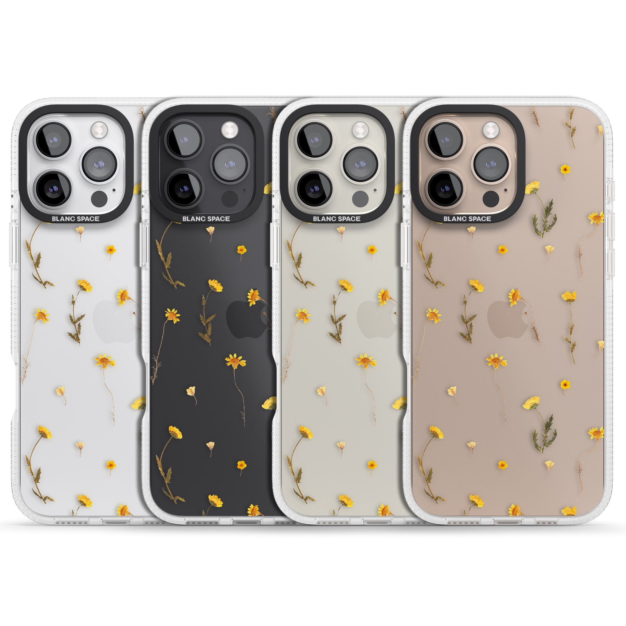 Mixed Yellow Flowers - Dried Flower-Inspired iPhone 16 Pro Max / 16 Pro Clear Case Impact Air - Blanc Space