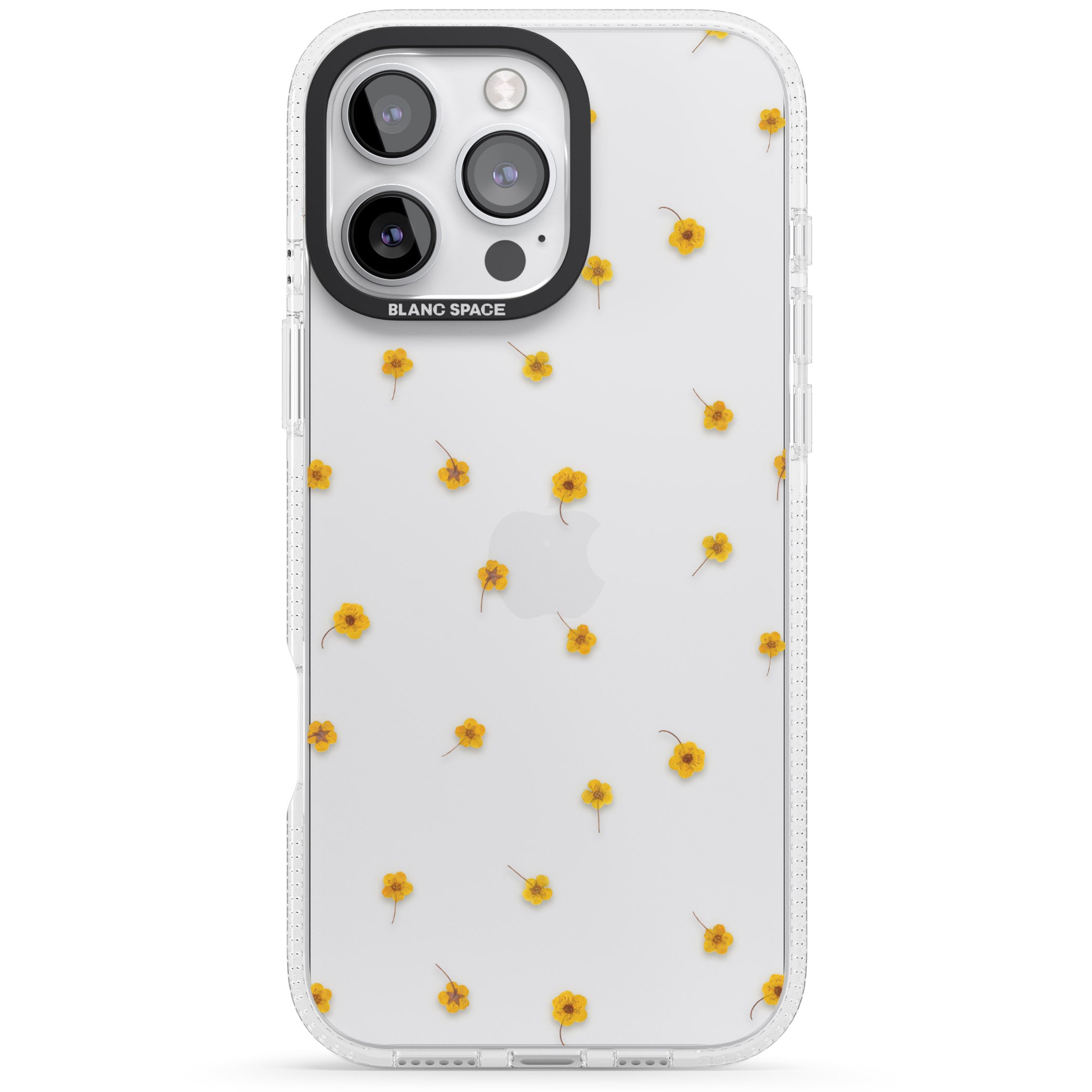 Yellow Flower Pattern - Dried Flower-Inspired iPhone 16 Pro Max / 16 Pro Clear Case Impact Air - Blanc Space